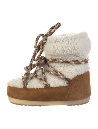 Moon Boot Suede Colorblock Pattern Lace-Up Boots