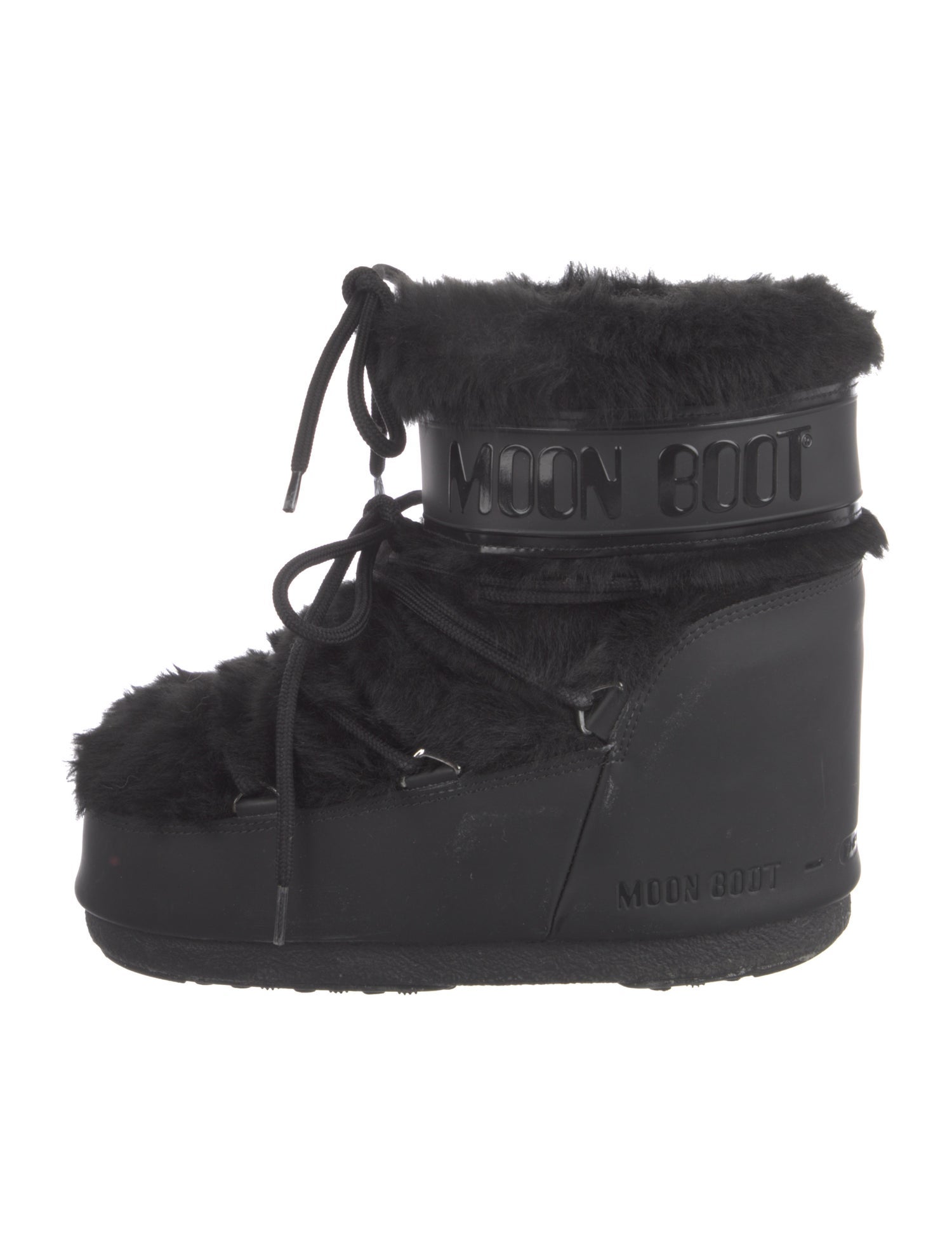 Moon Boot Faux Fur Faux Fur Trim Lace-Up Boots
