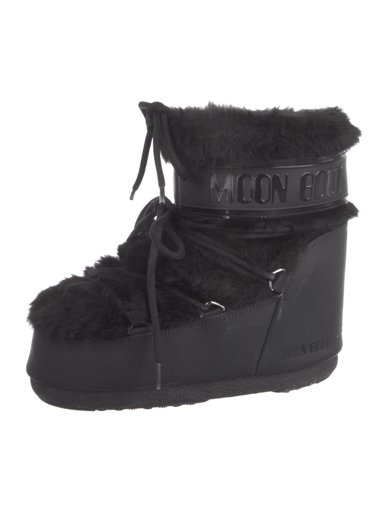 Moon Boot Faux Fur Faux Fur Trim Lace-Up Boots
