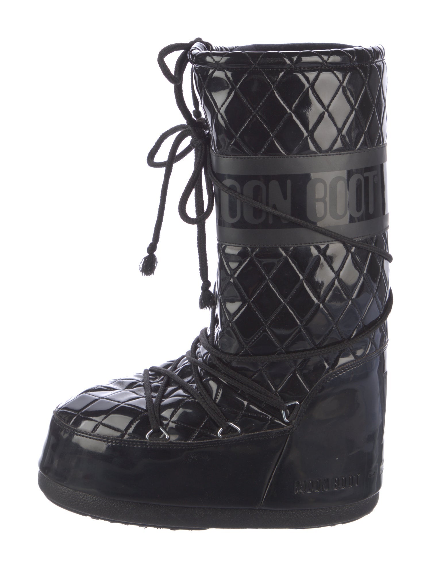 Moon Boot Patent Leather Lace-Up Boots