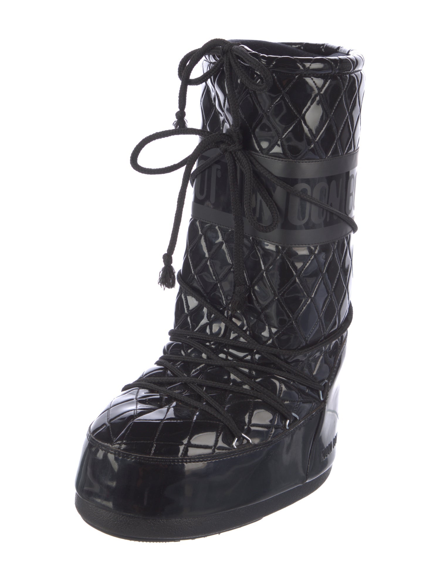Moon Boot Patent Leather Lace-Up Boots