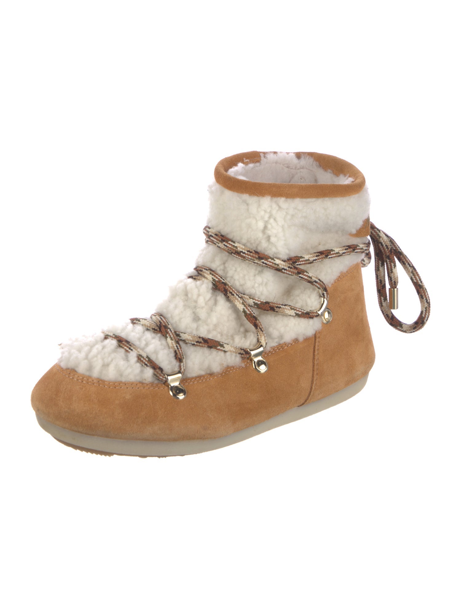 Moon Boot Suede Colorblock Pattern Lace-Up Boots