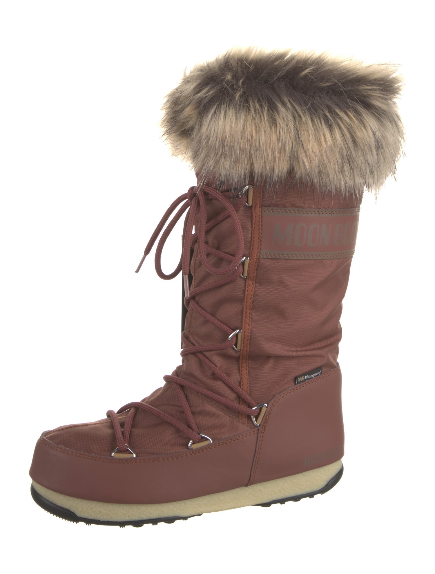 Moon Boot Faux Fur Trim Lace-Up Boots