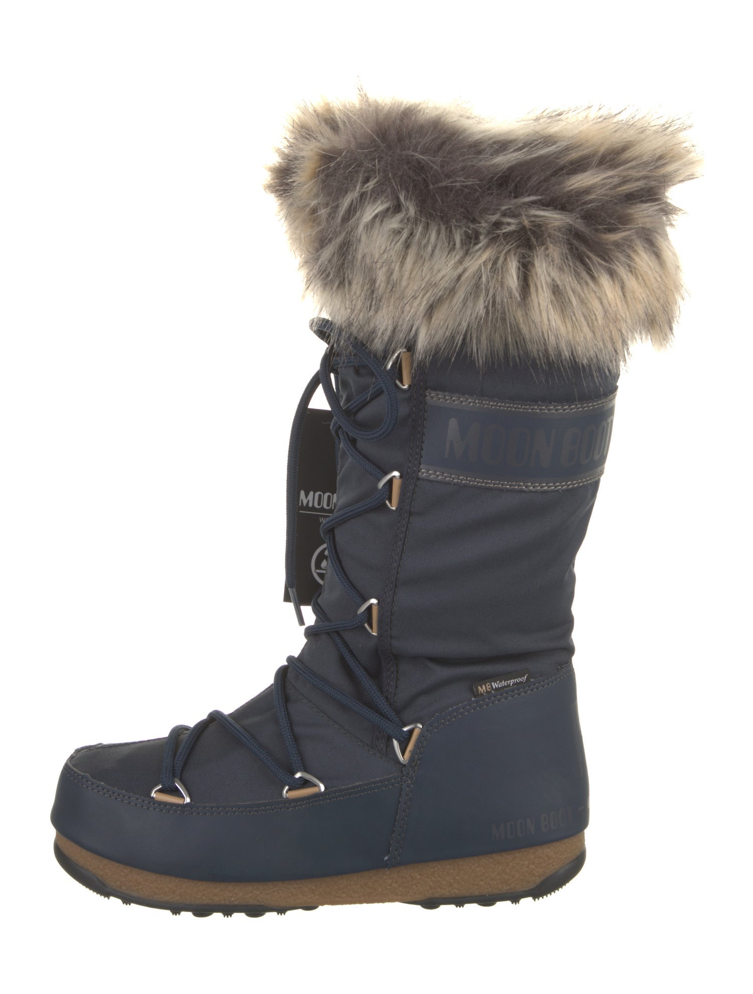 Moon Boot Faux Fur Trim Lace-Up Boots