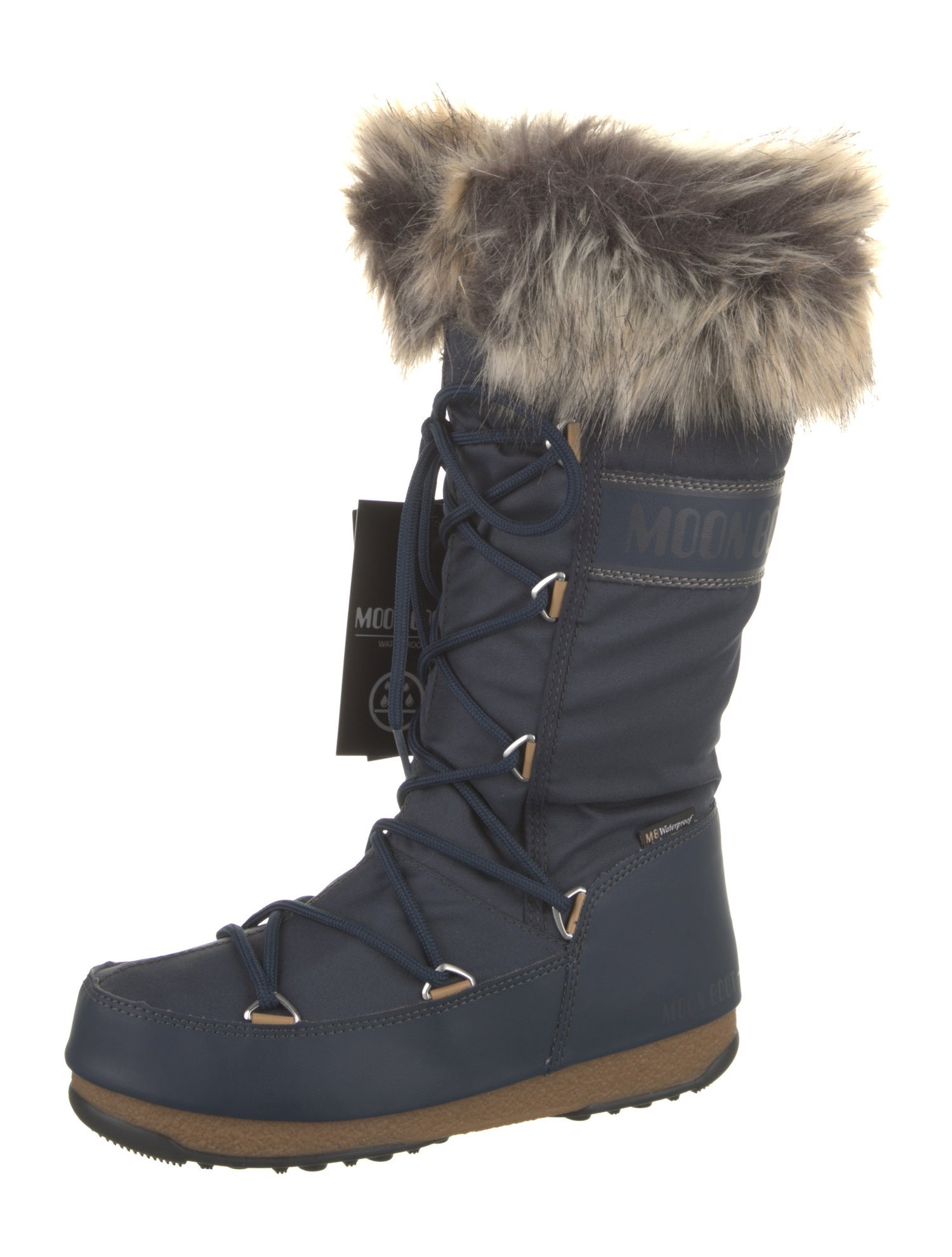 Moon Boot Faux Fur Trim Lace-Up Boots