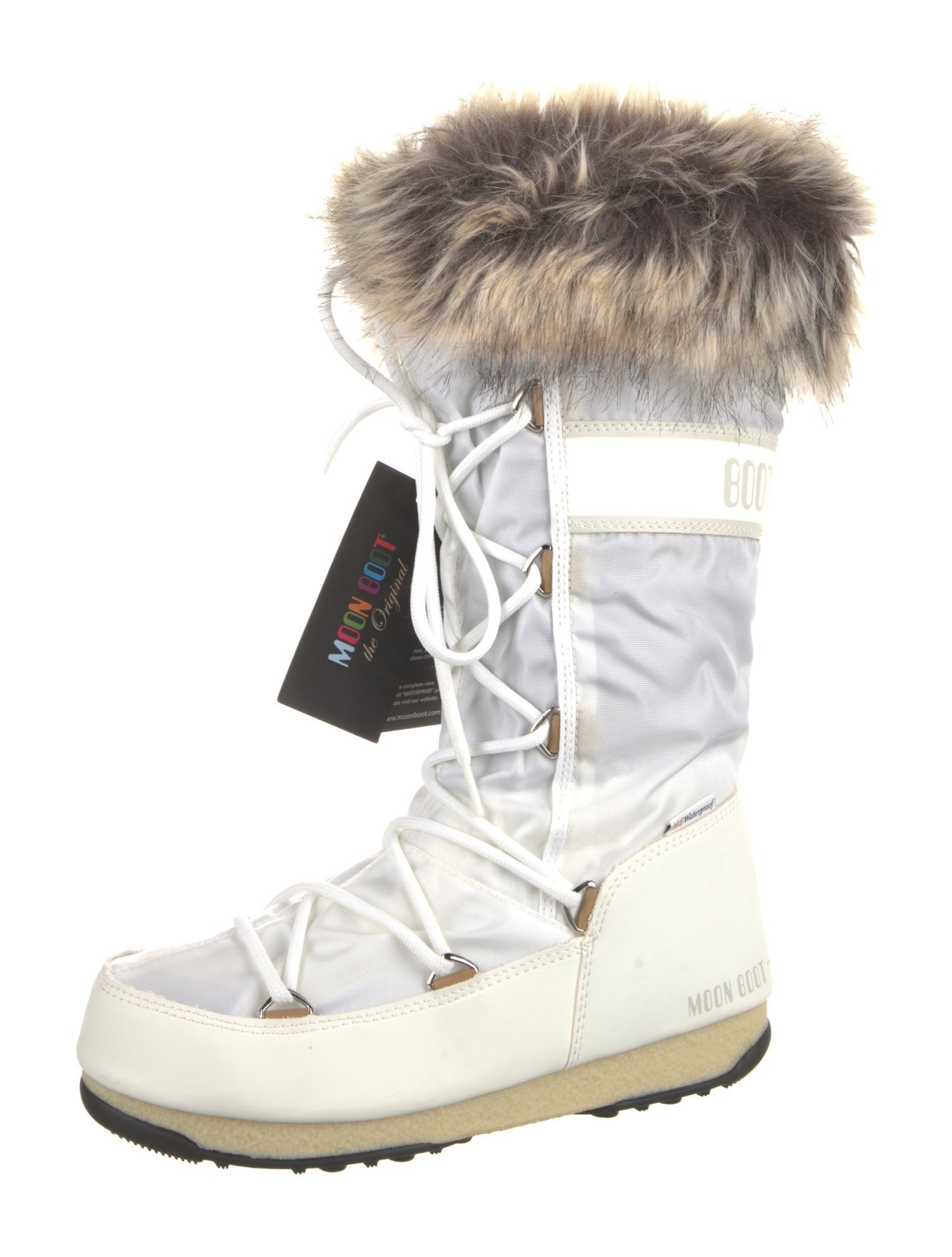 Moon Boot Faux Fur Trim Lace-Up Boots