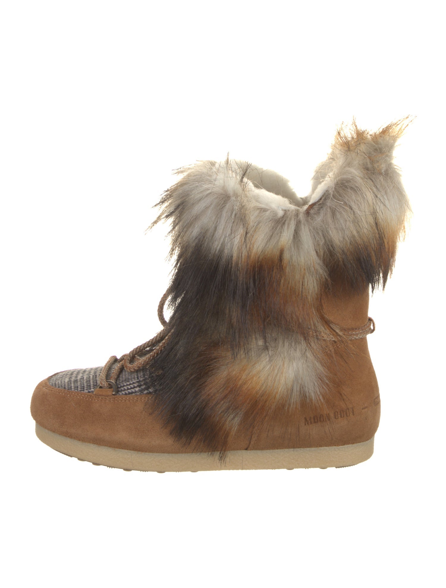 Moon Boot Suede Faux Fur Trim Lace-Up Boots