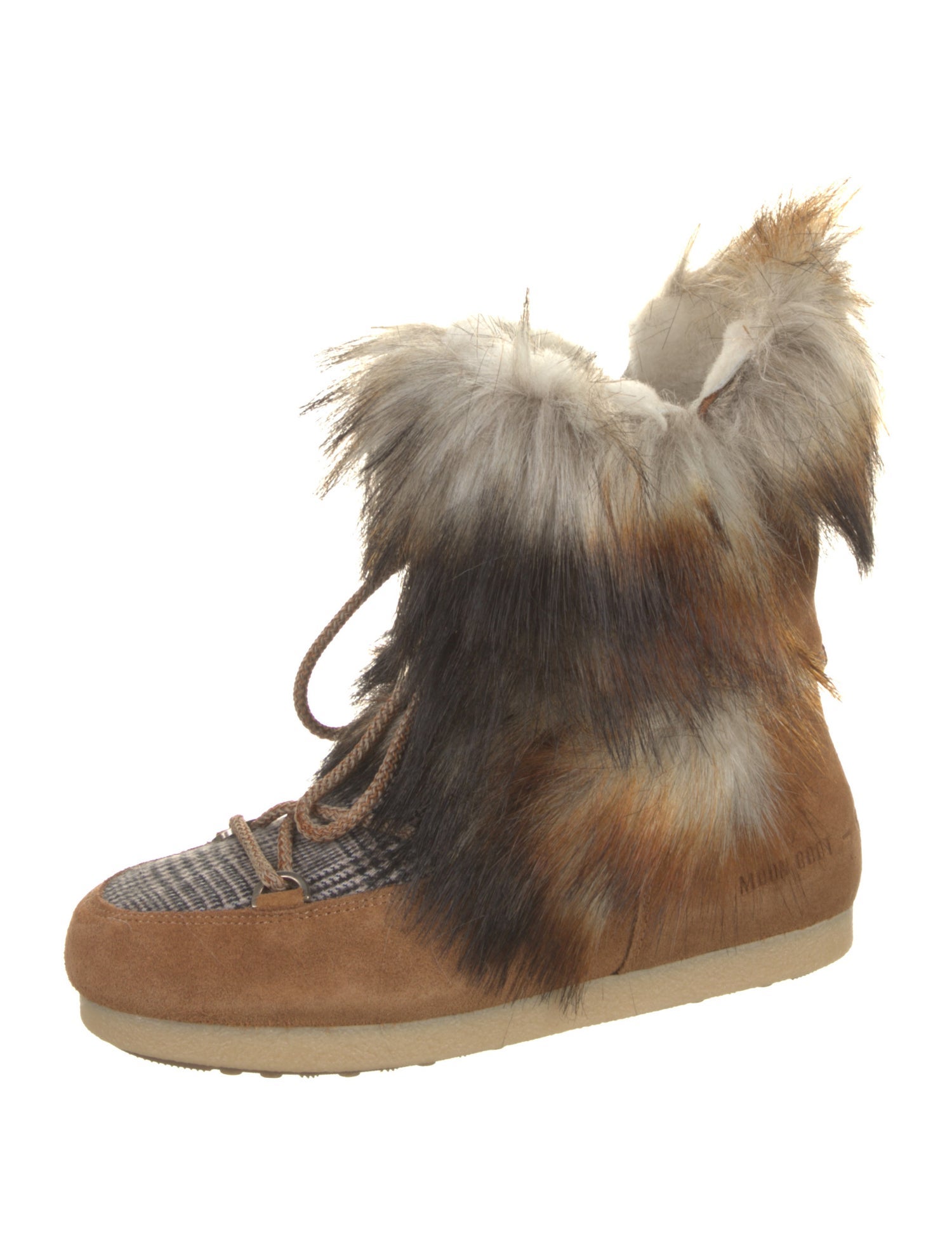 Moon Boot Suede Faux Fur Trim Lace-Up Boots