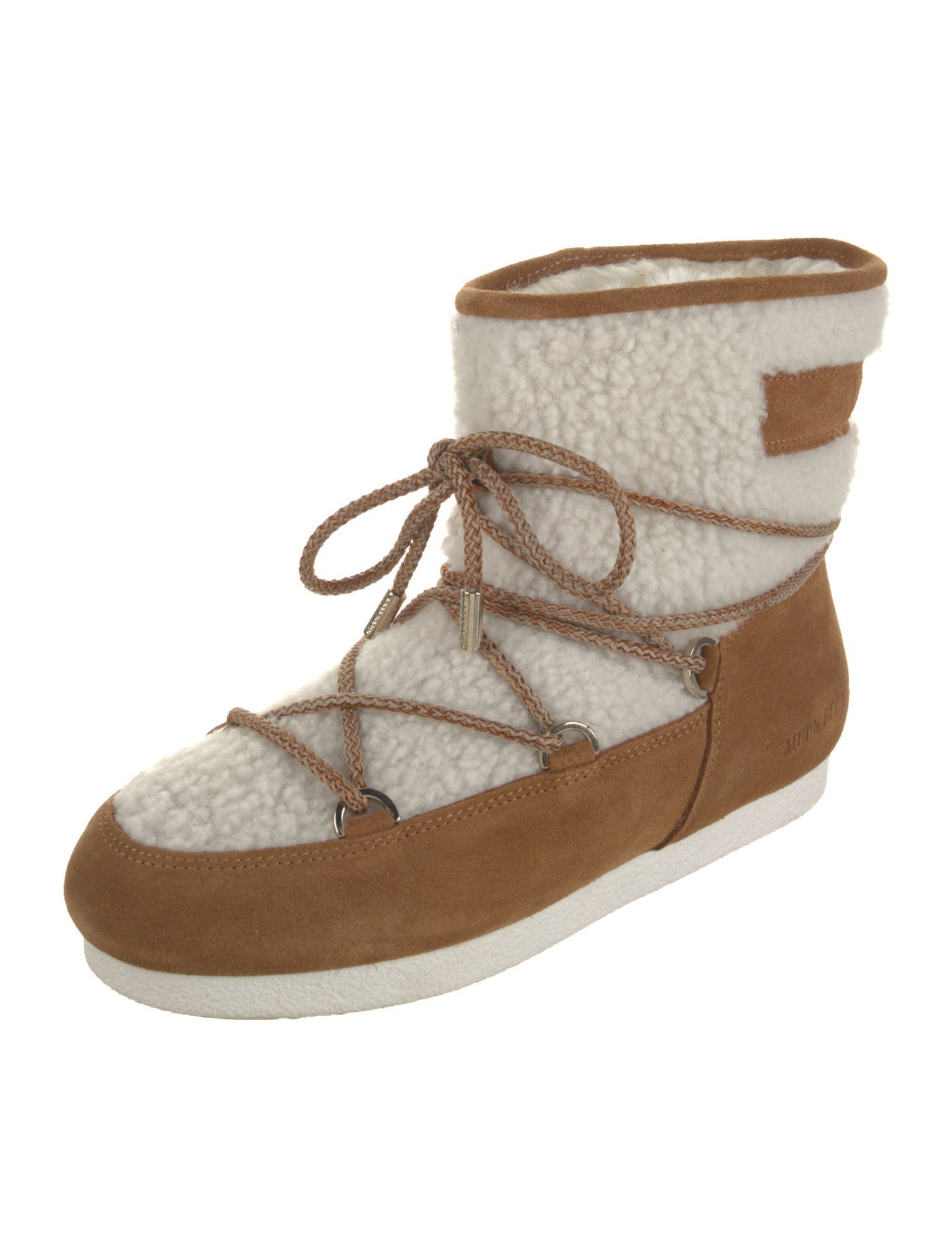 Moon Boot Suede Colorblock Pattern Lace-Up Boots