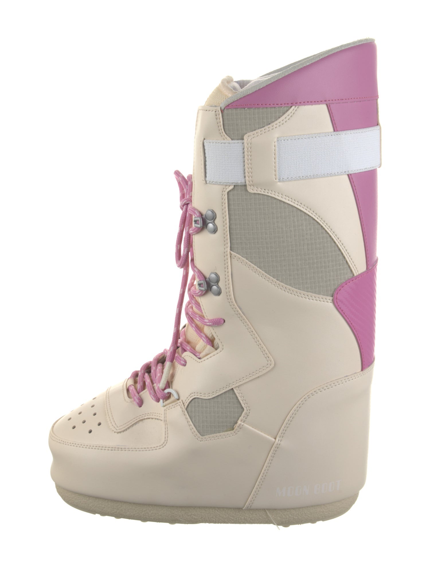 Moon Boot Leather Colorblock Pattern Lace-Up Boots