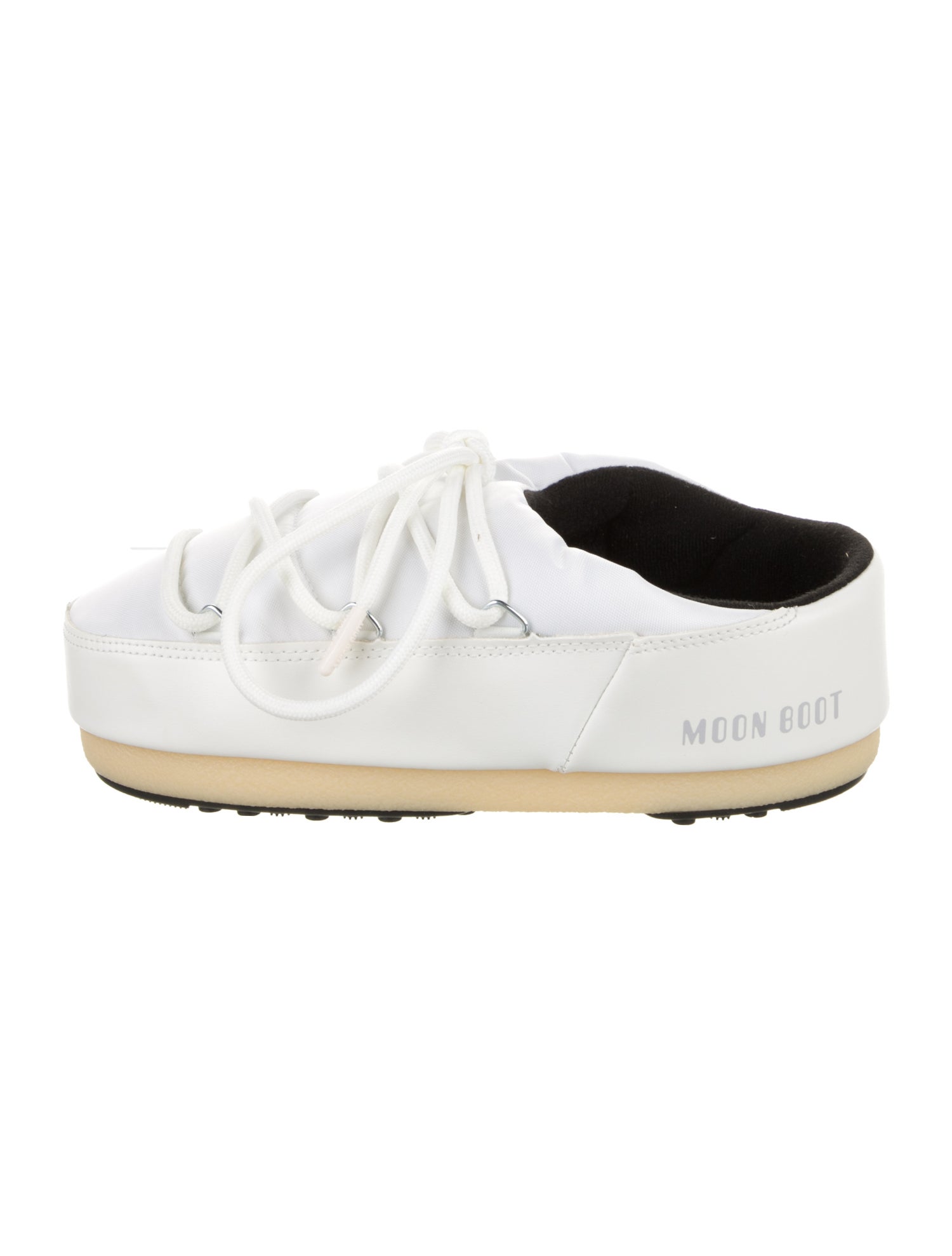 Moon Boot Nylon Leather Trim Embellishment Mules