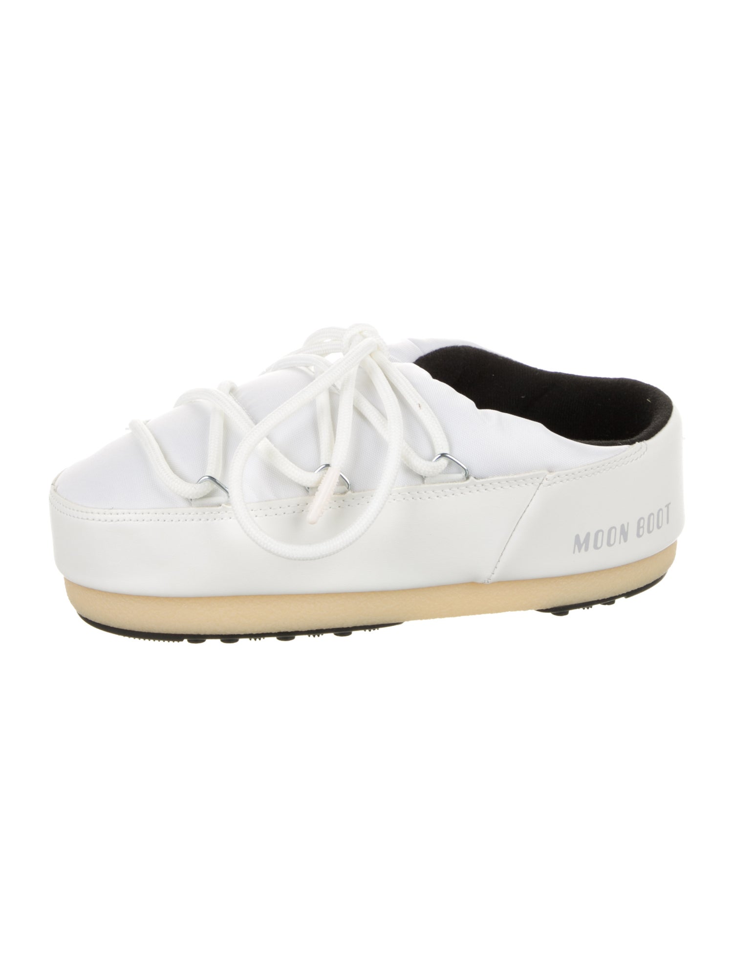 Moon Boot Nylon Leather Trim Embellishment Mules