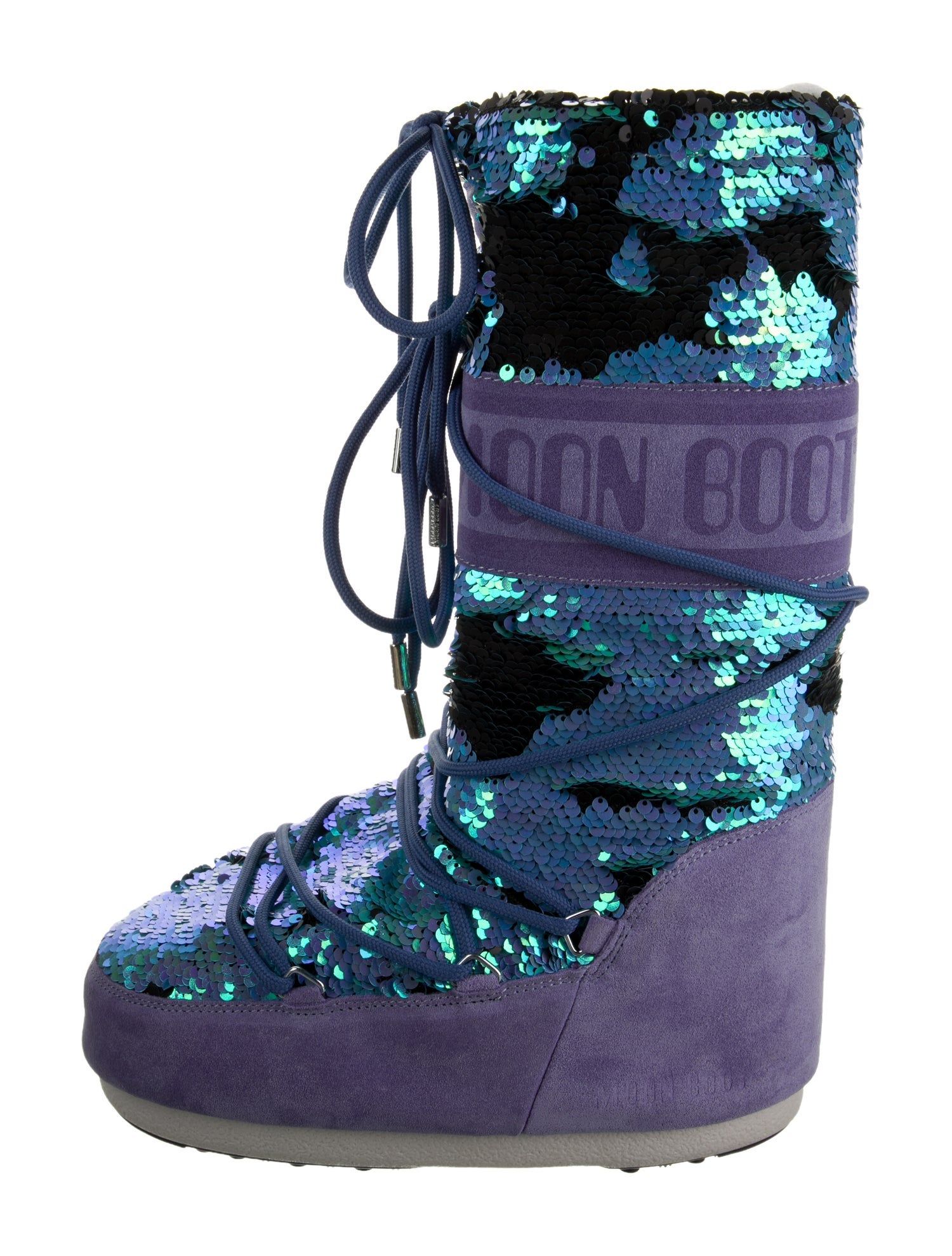 Moon Boot Sequins Patterned Lace-Up Boots