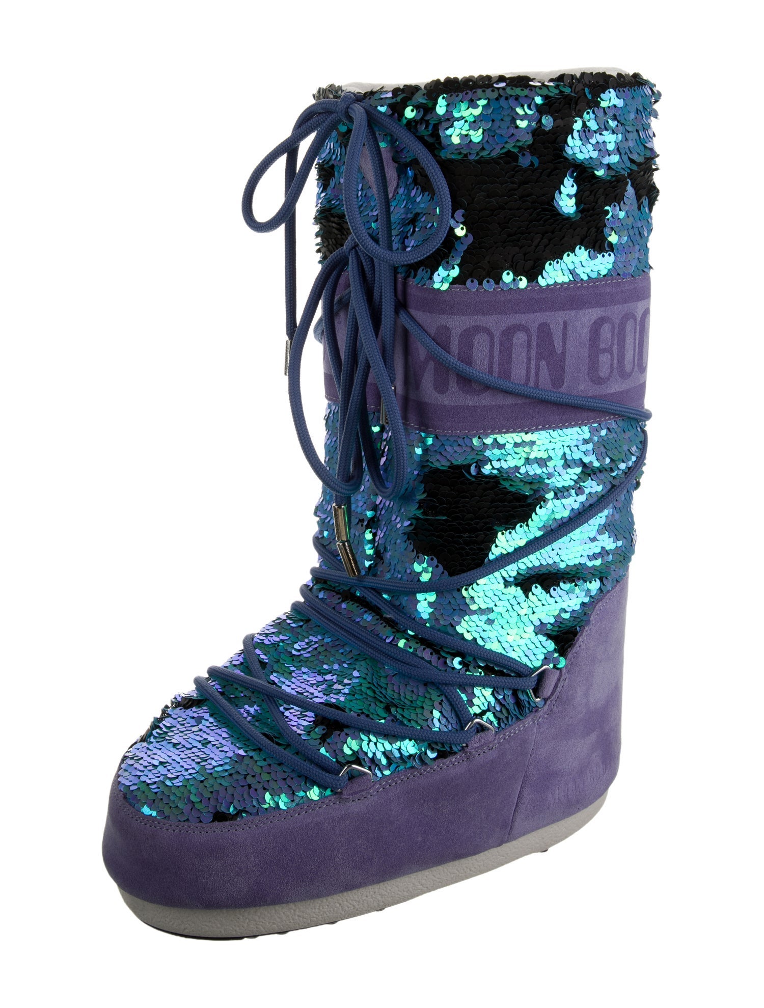 Moon Boot Sequins Patterned Lace-Up Boots