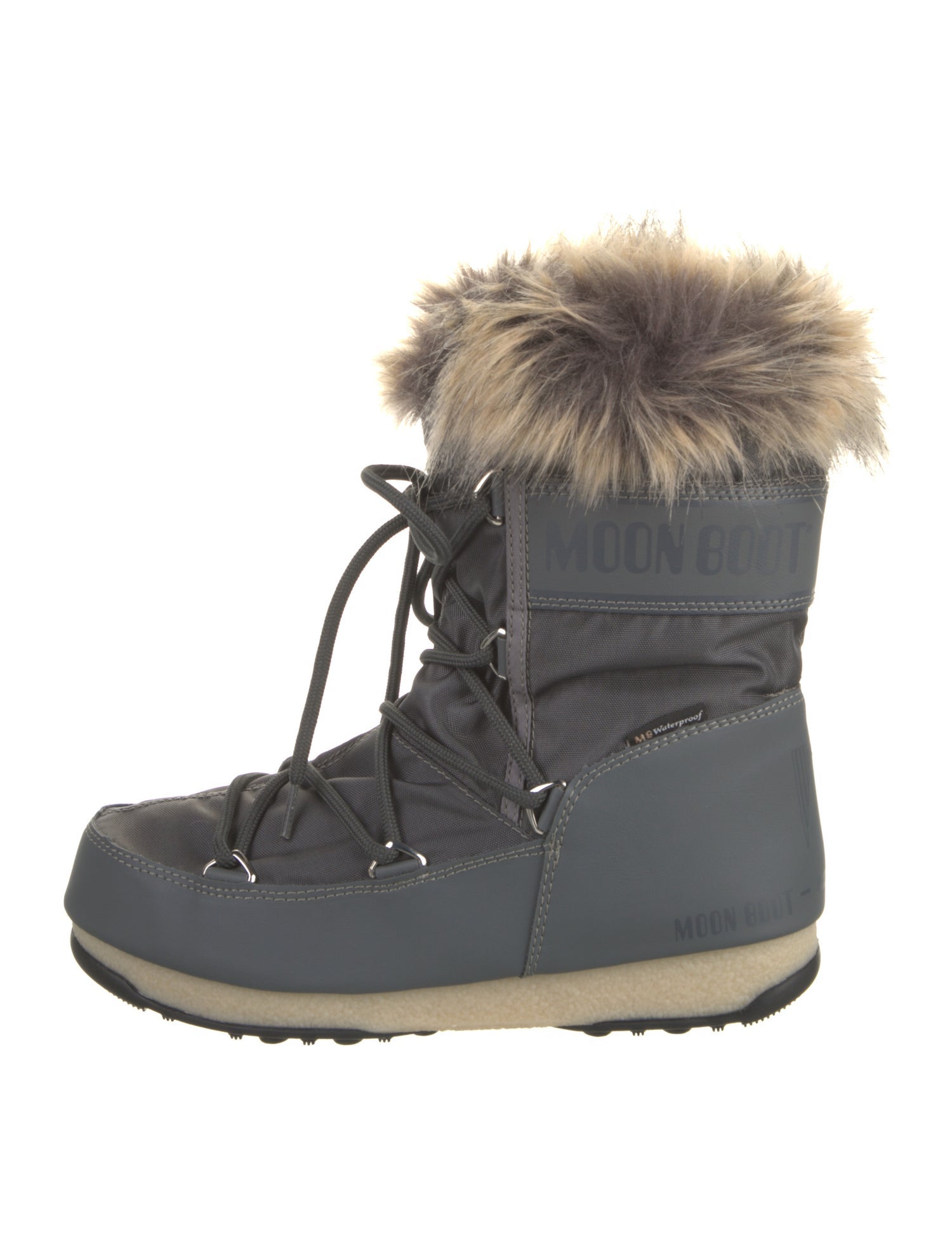 Moon Boot Nylon Leather Trim Embellishment Lace-Up Boots