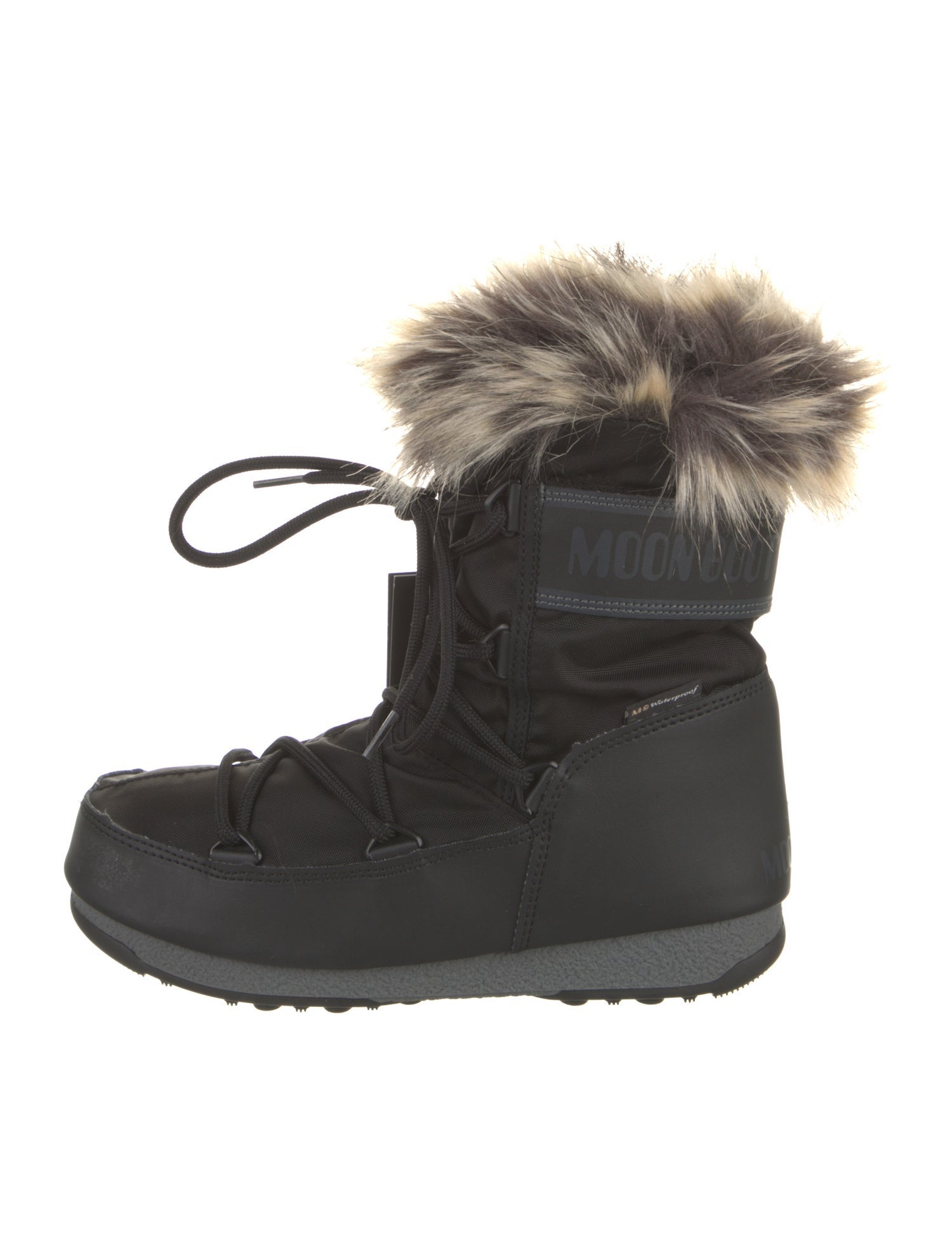 Moon Boot Nylon Leather Trim Embellishment Lace-Up Boots