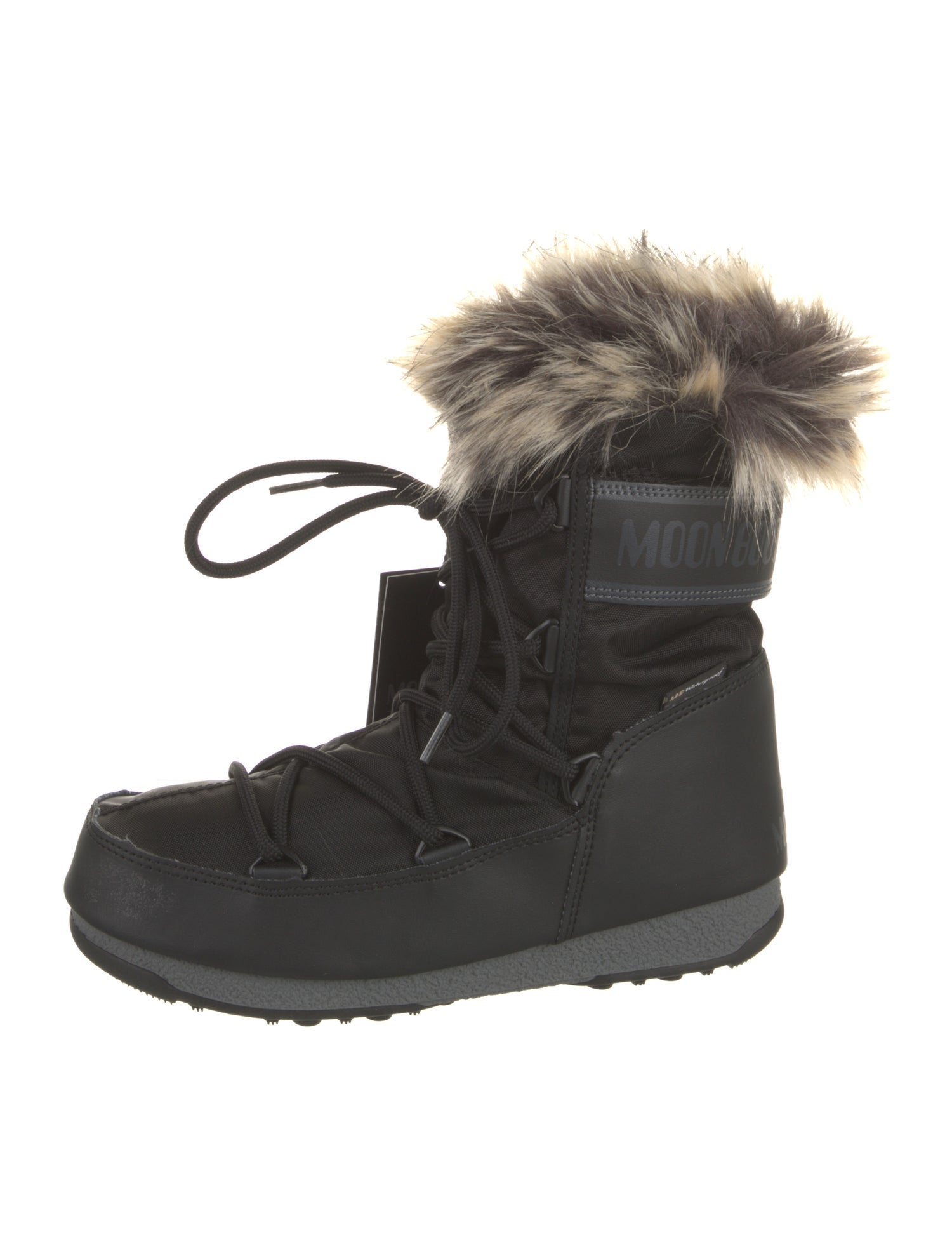 Moon Boot Nylon Leather Trim Embellishment Lace-Up Boots