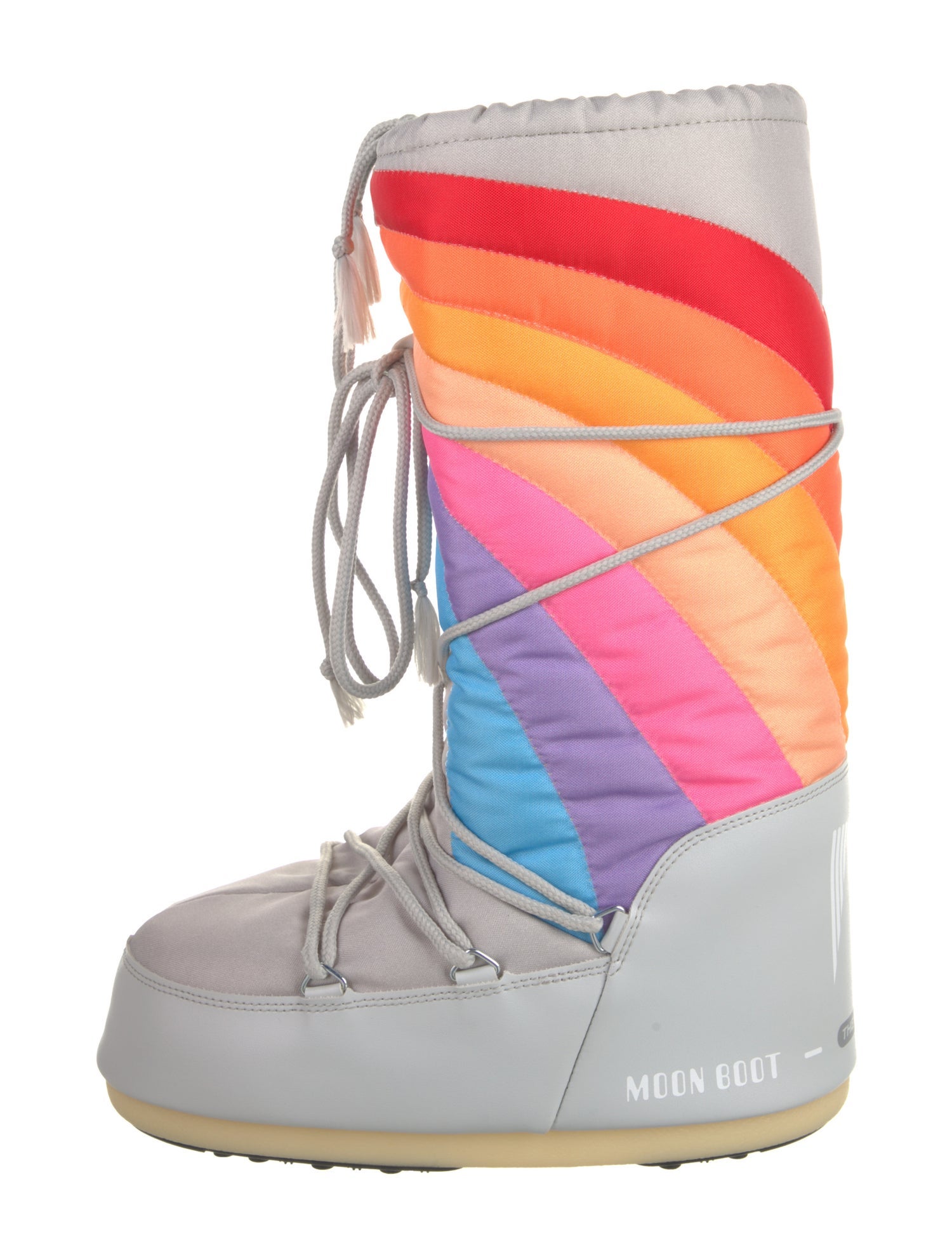 Moon Boot Nylon Colorblock Pattern Lace-Up Boots