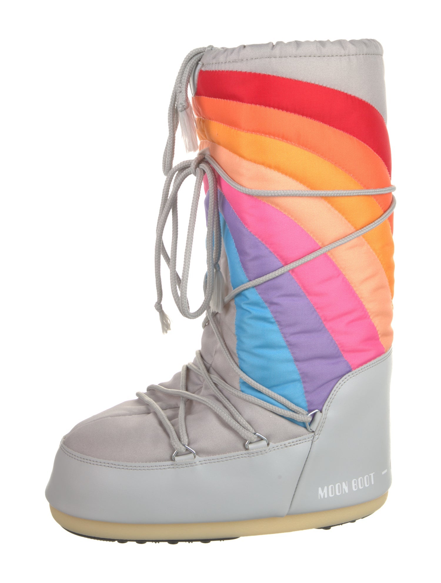 Moon Boot Nylon Colorblock Pattern Lace-Up Boots