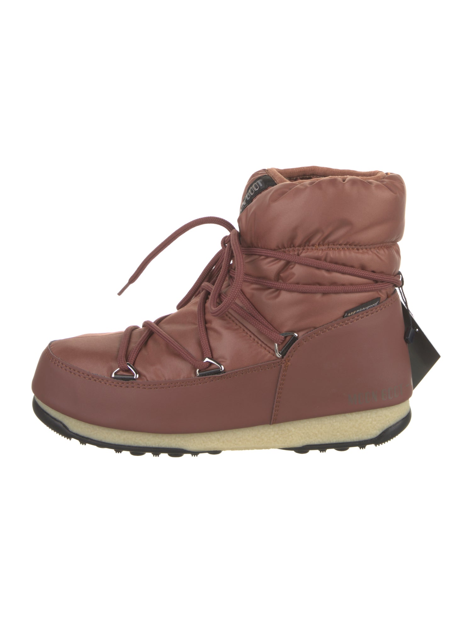 Moon Boot Nylon Leather Trim Embellishment Lace-Up Boots