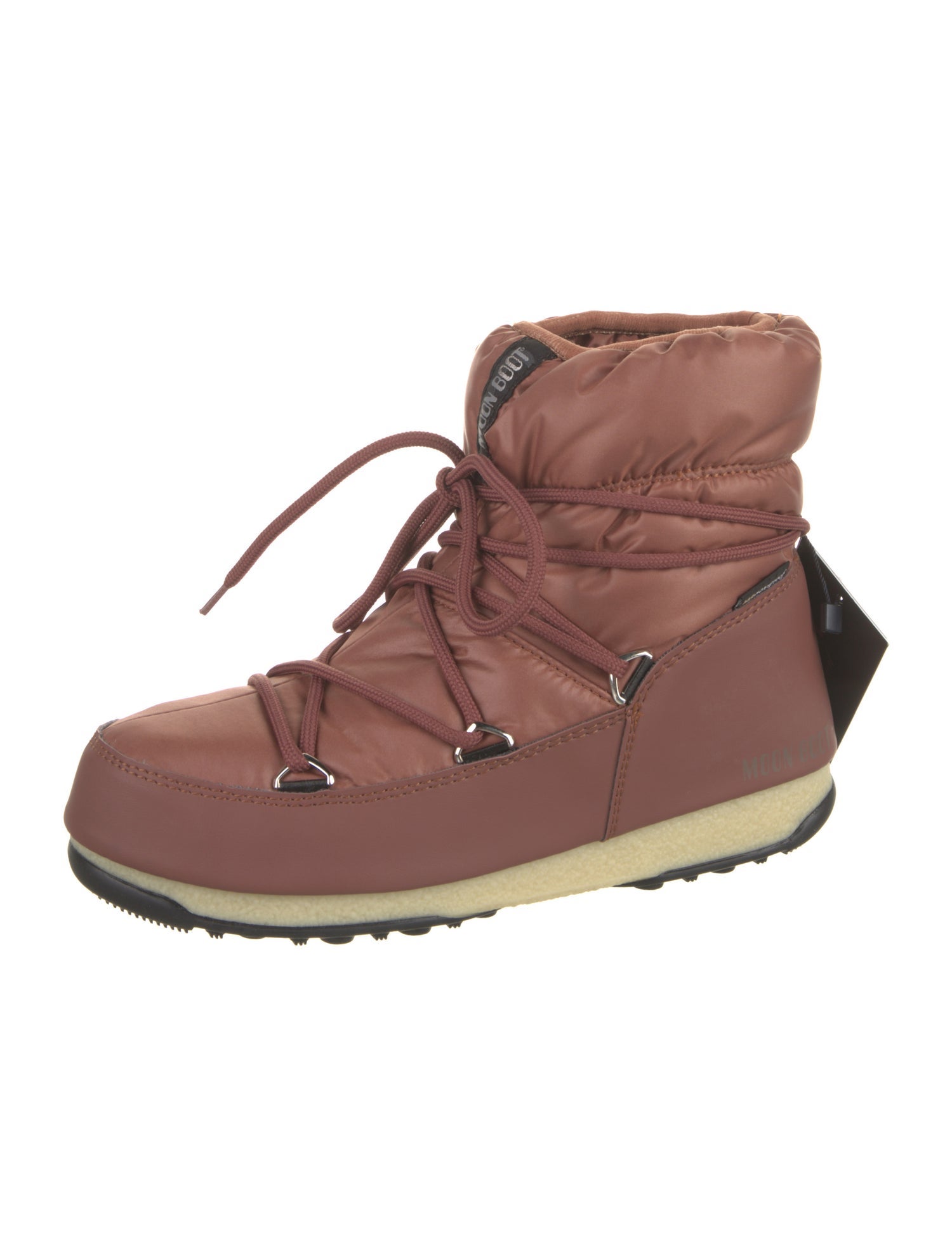 Moon Boot Nylon Leather Trim Embellishment Lace-Up Boots