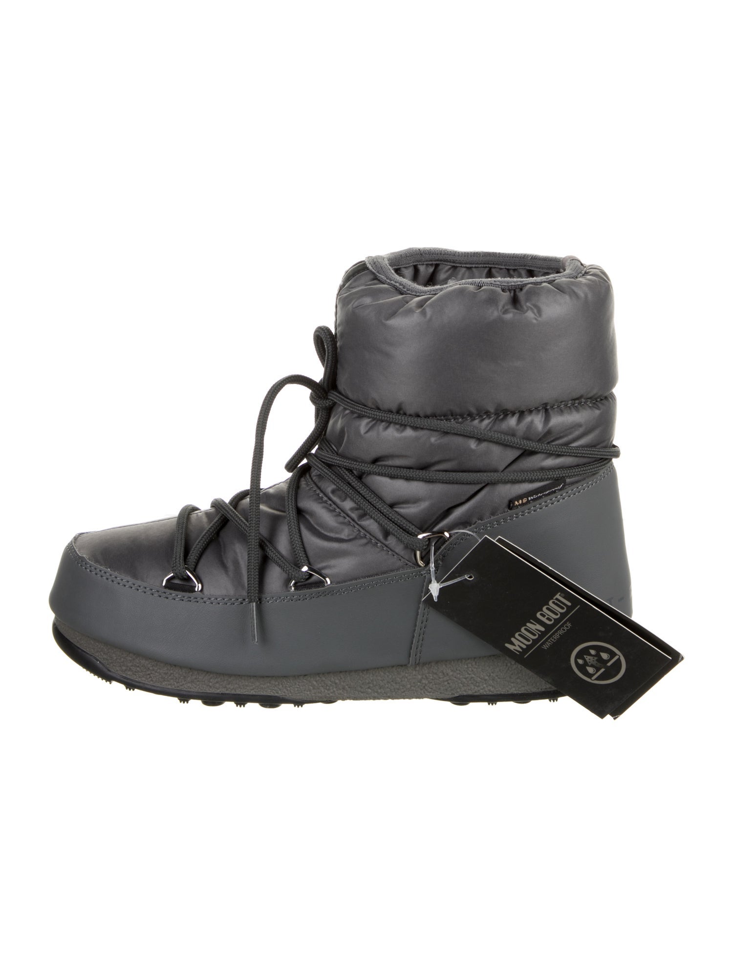 Moon Boot Nylon Leather Trim Embellishment Lace-Up Boots