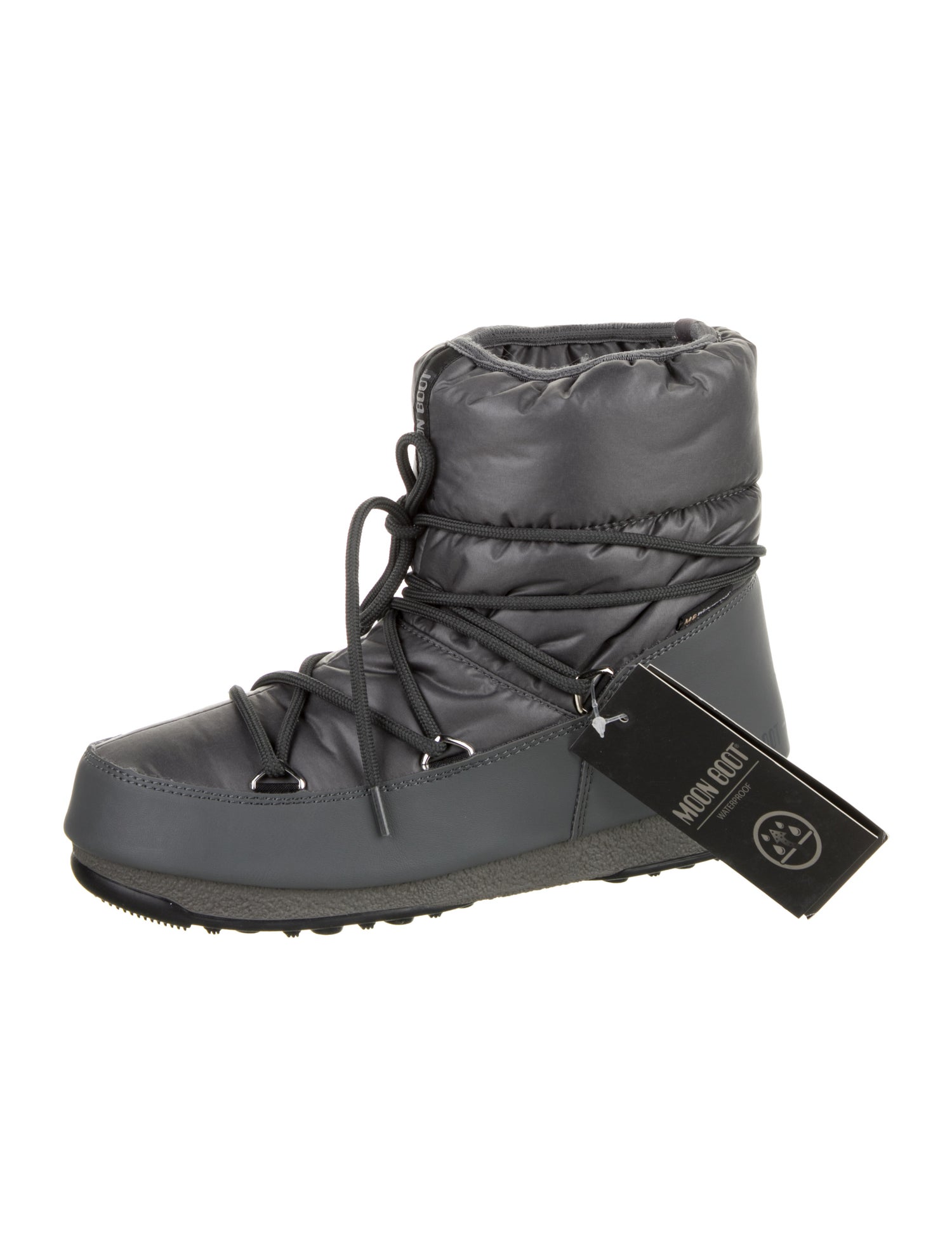 Moon Boot Nylon Leather Trim Embellishment Lace-Up Boots