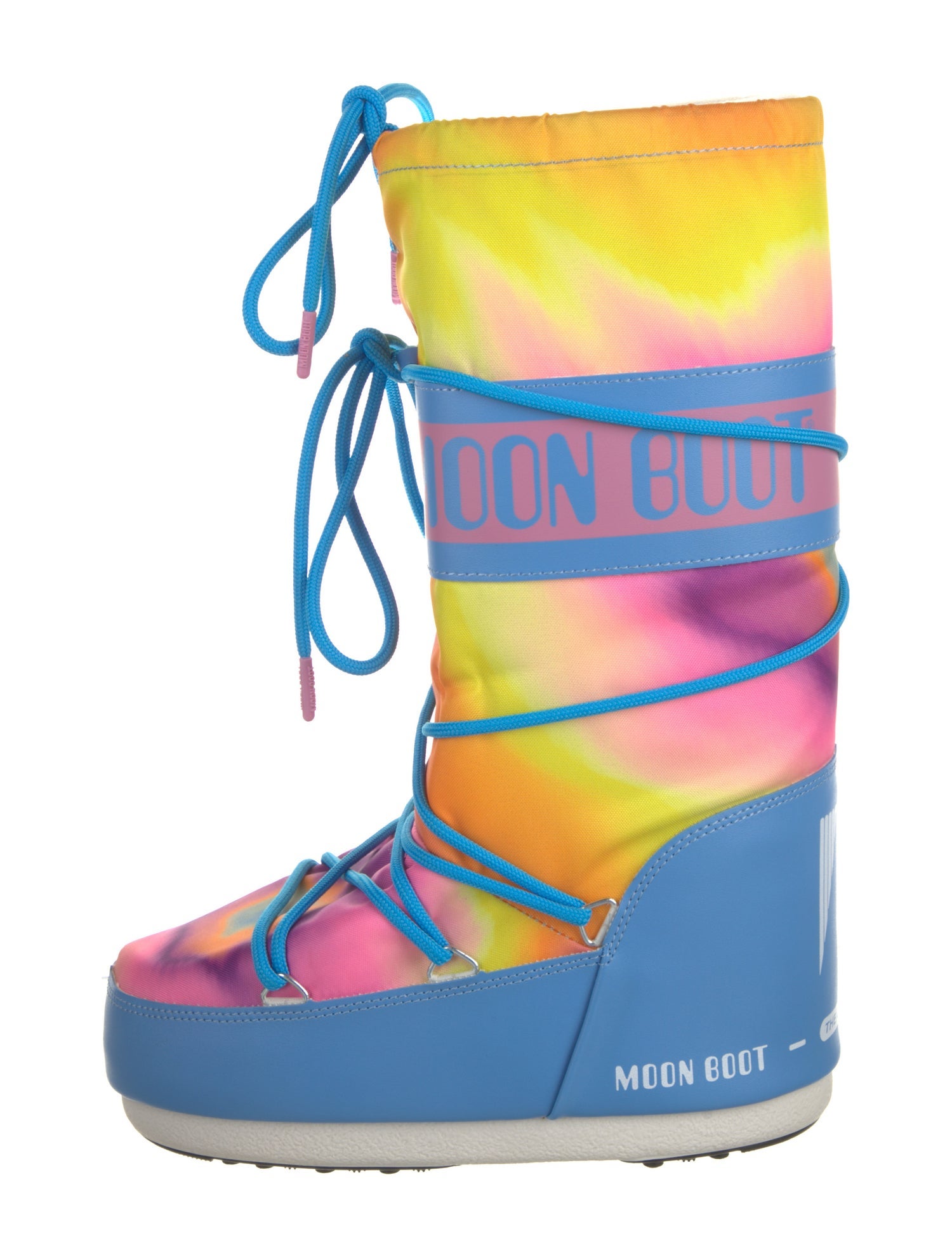 Moon Boot Tie-Dye Print Leather Trim Embellishment Lace-Up Boots