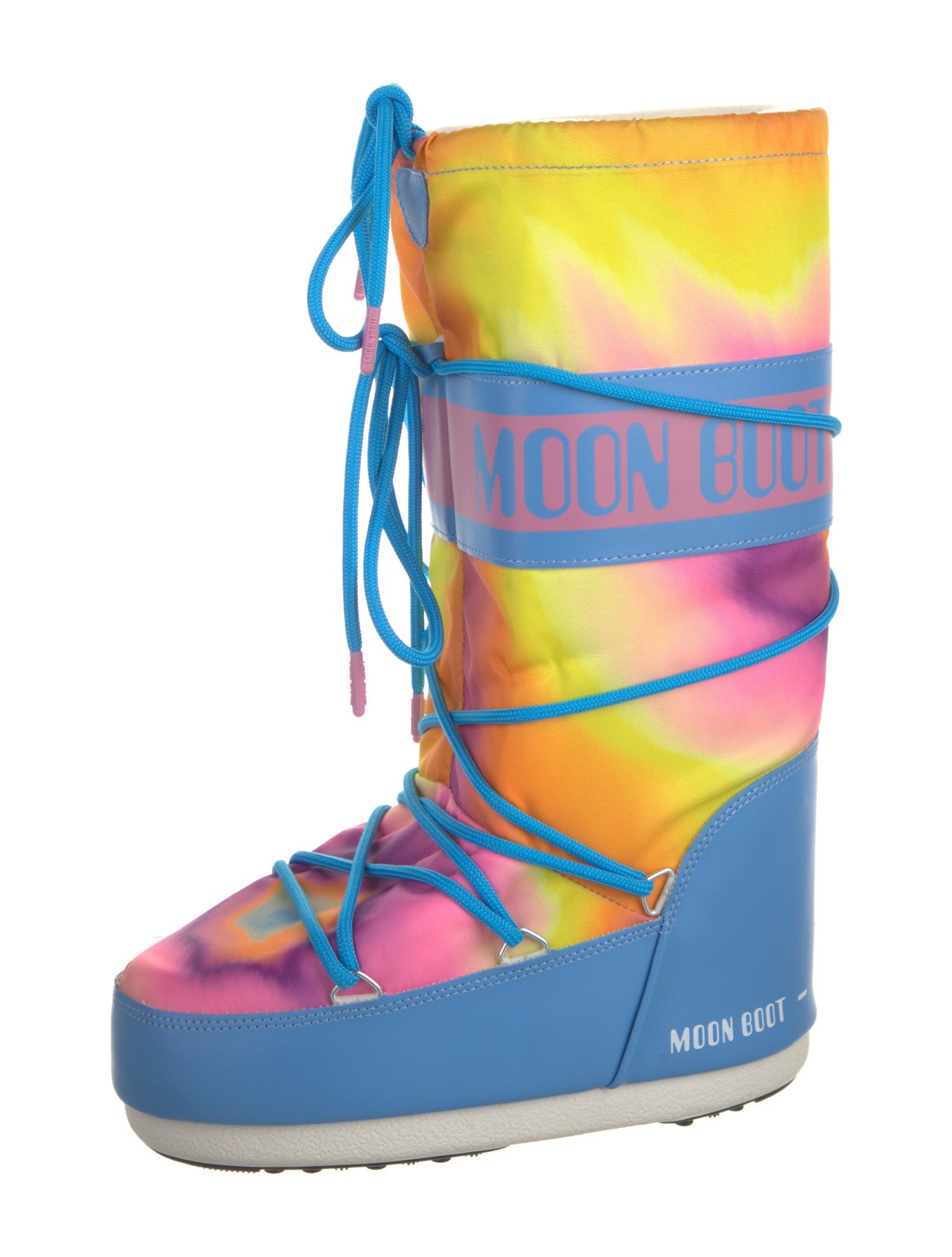 Moon Boot Tie-Dye Print Leather Trim Embellishment Lace-Up Boots