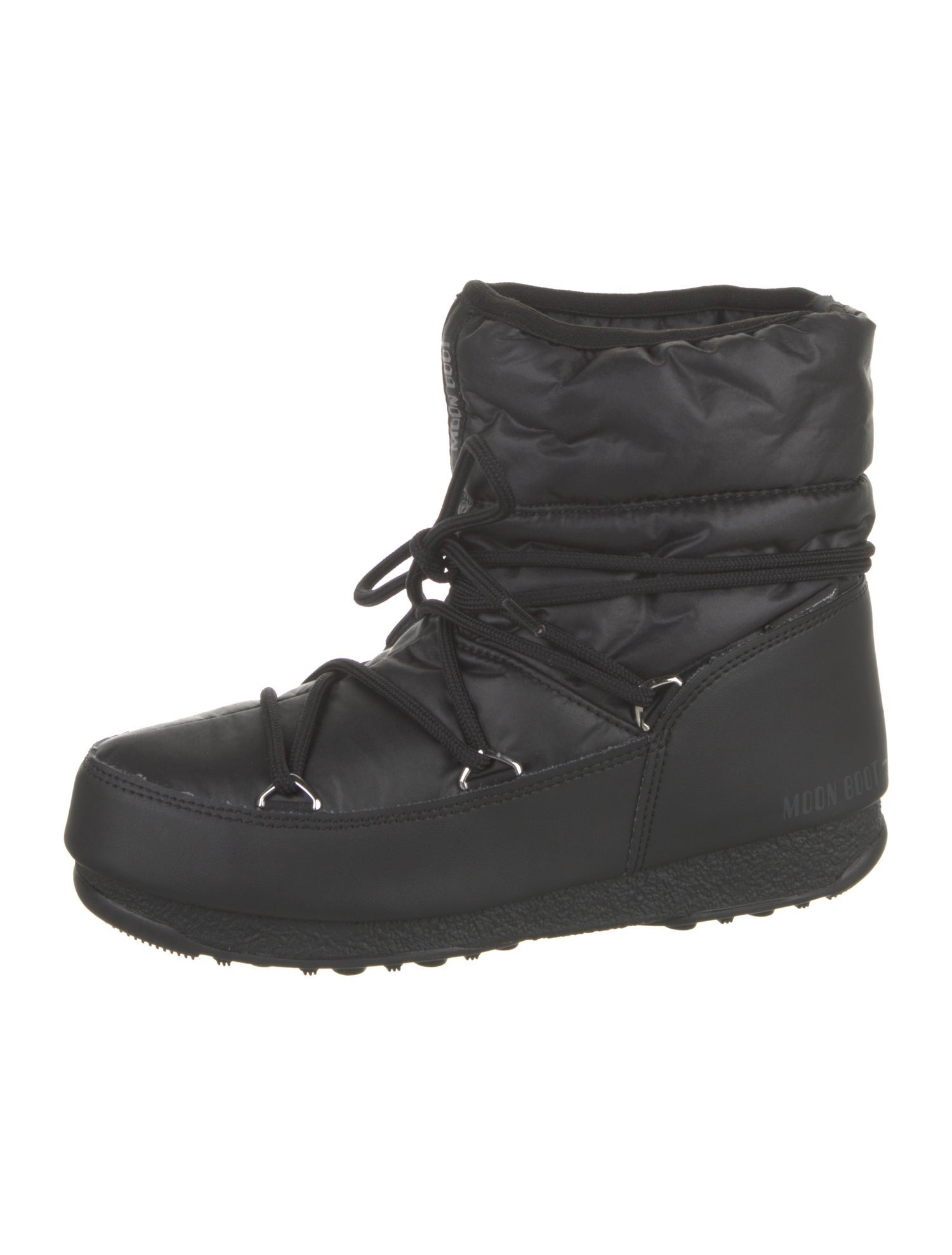 Moon Boot Nylon Leather Trim Embellishment Lace-Up Boots