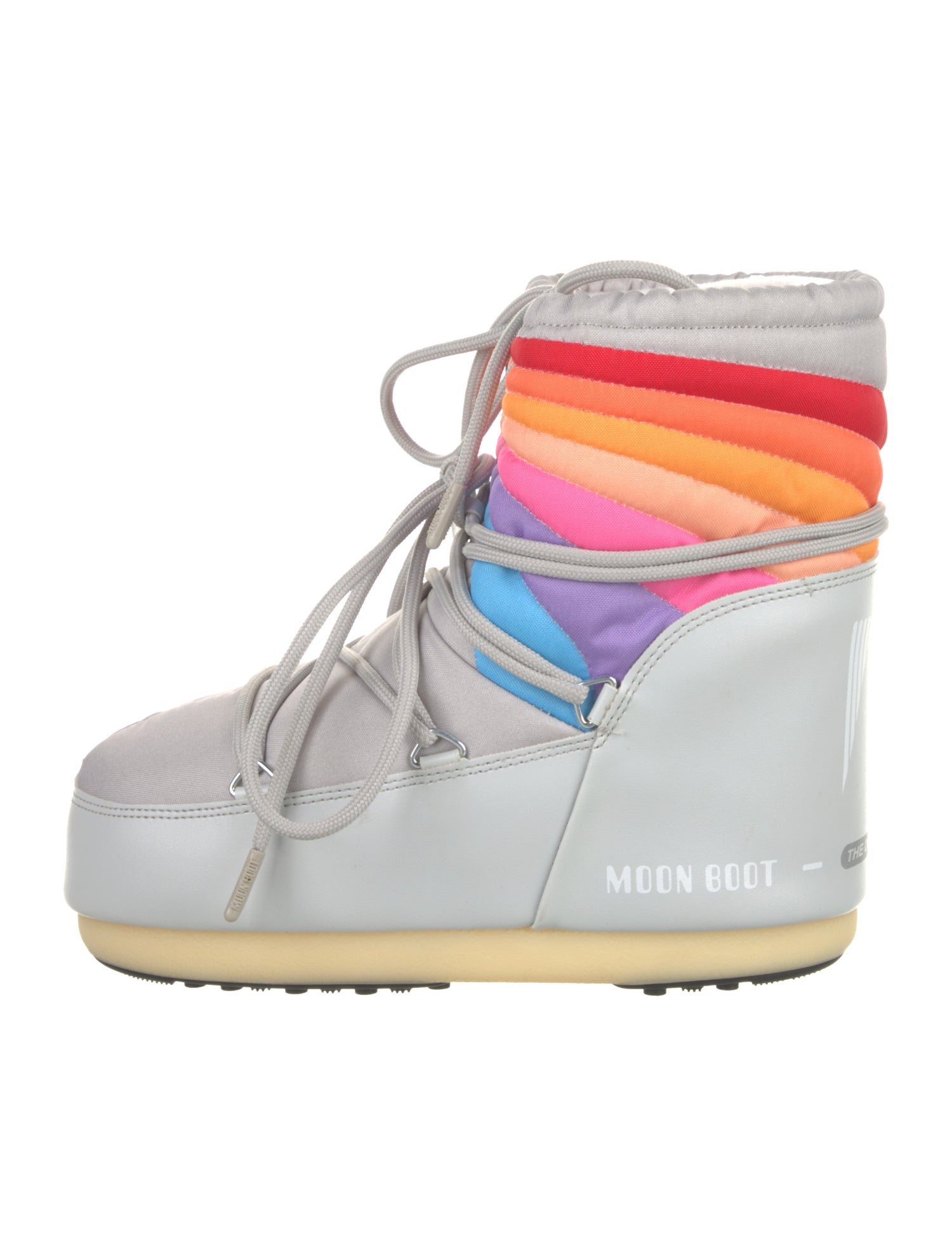 Moon Boot Nylon Colorblock Pattern Lace-Up Boots
