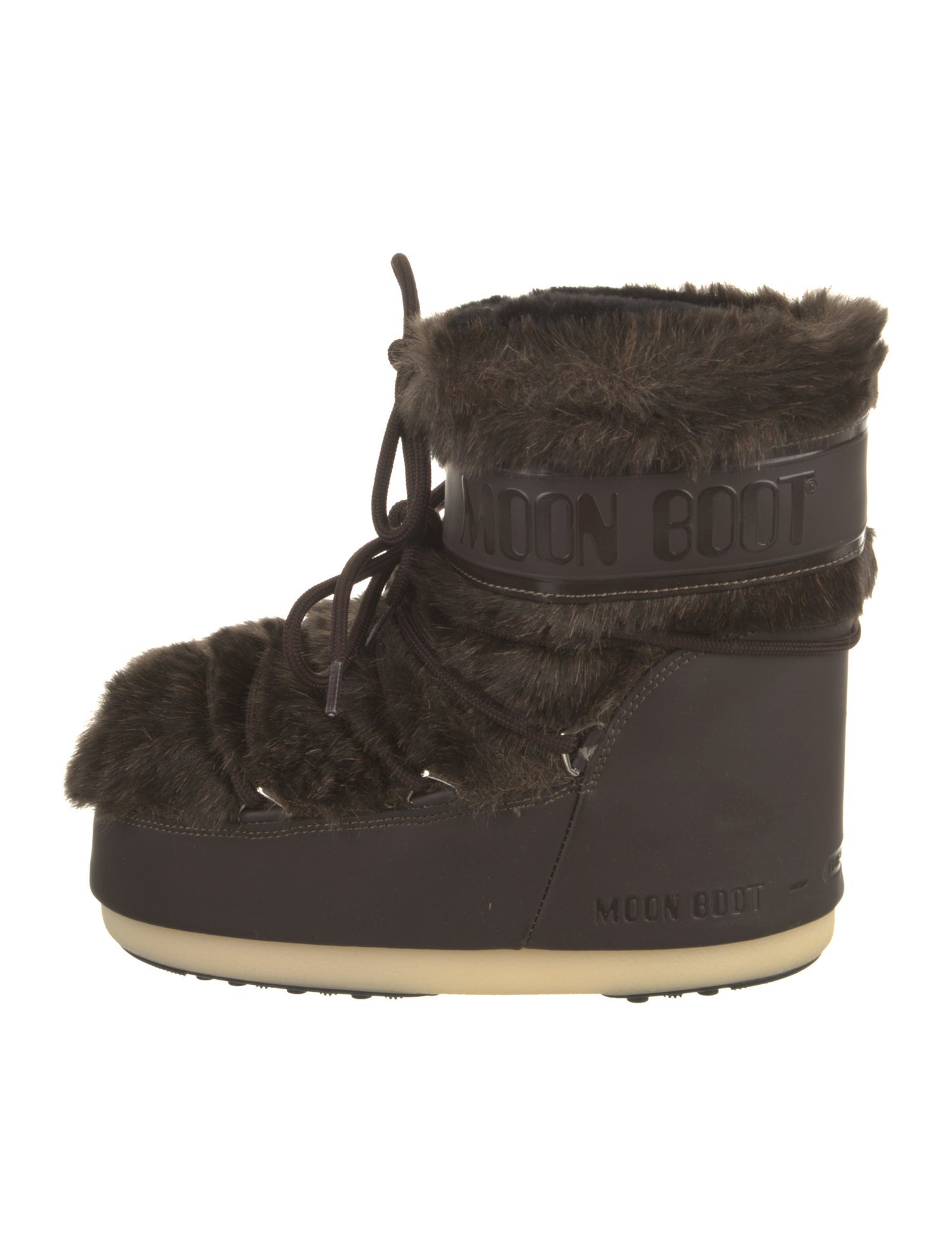 Moon Boot Faux Fur Leather Trim Embellishment Lace-Up Boots