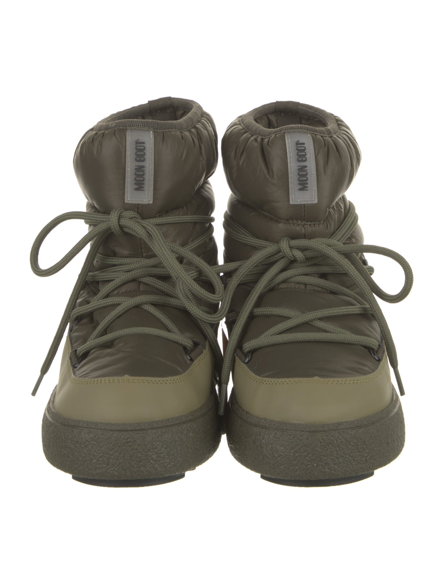 Moon Boot Nylon Leather Trim Embellishment Lace-Up Boots