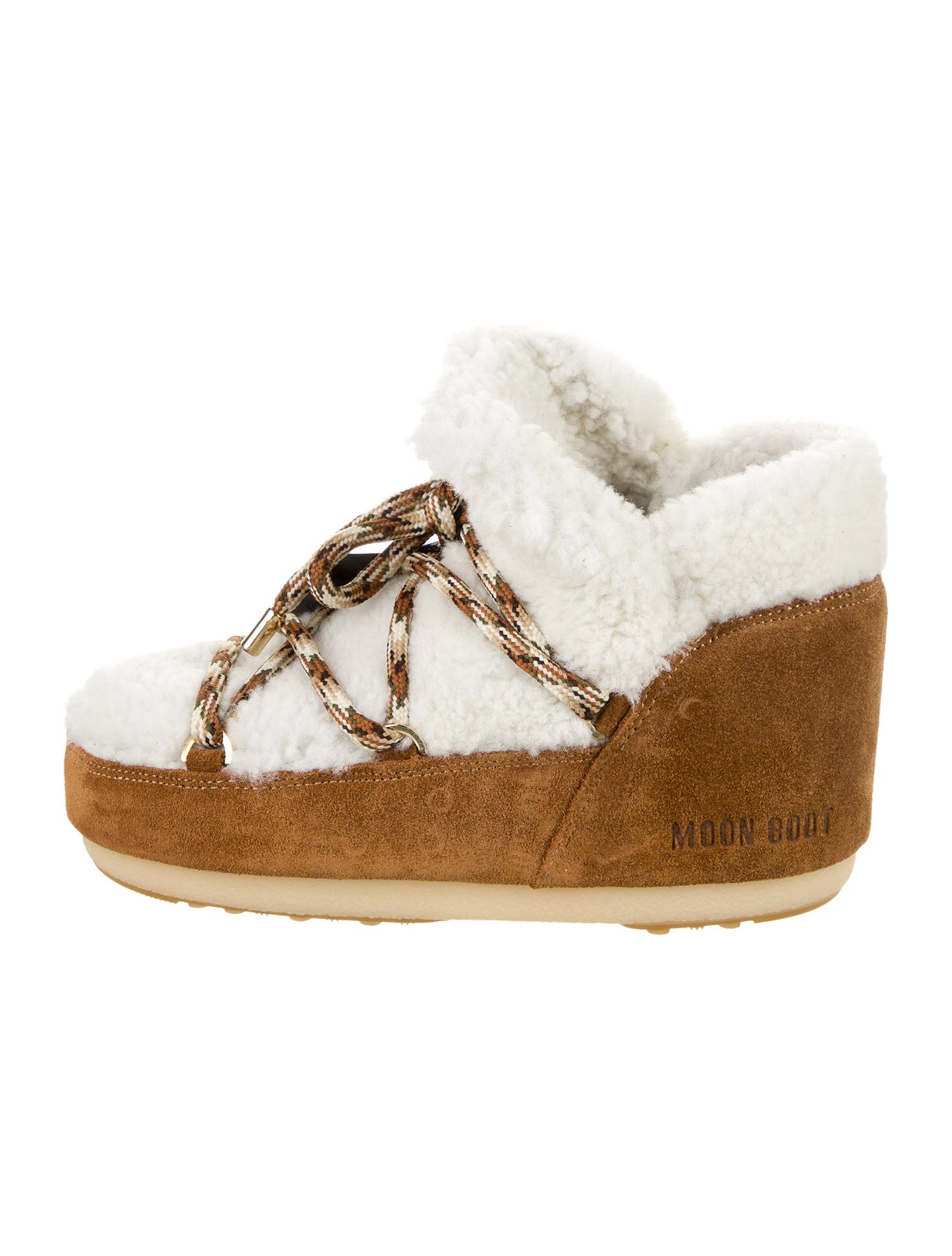 Moon Boot Suede Colorblock Pattern Lace-Up Boots