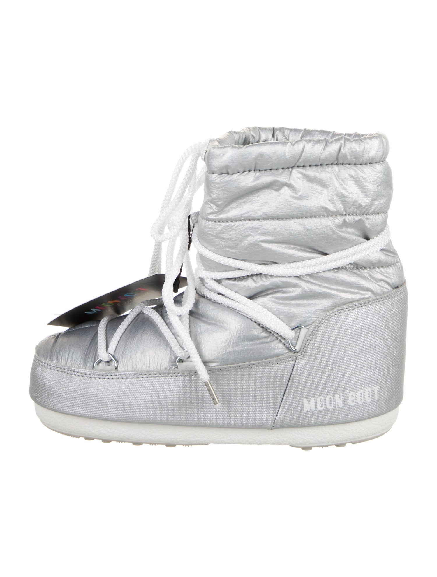 Moon Boot Nylon Leather Trim Embellishment Lace-Up Boots