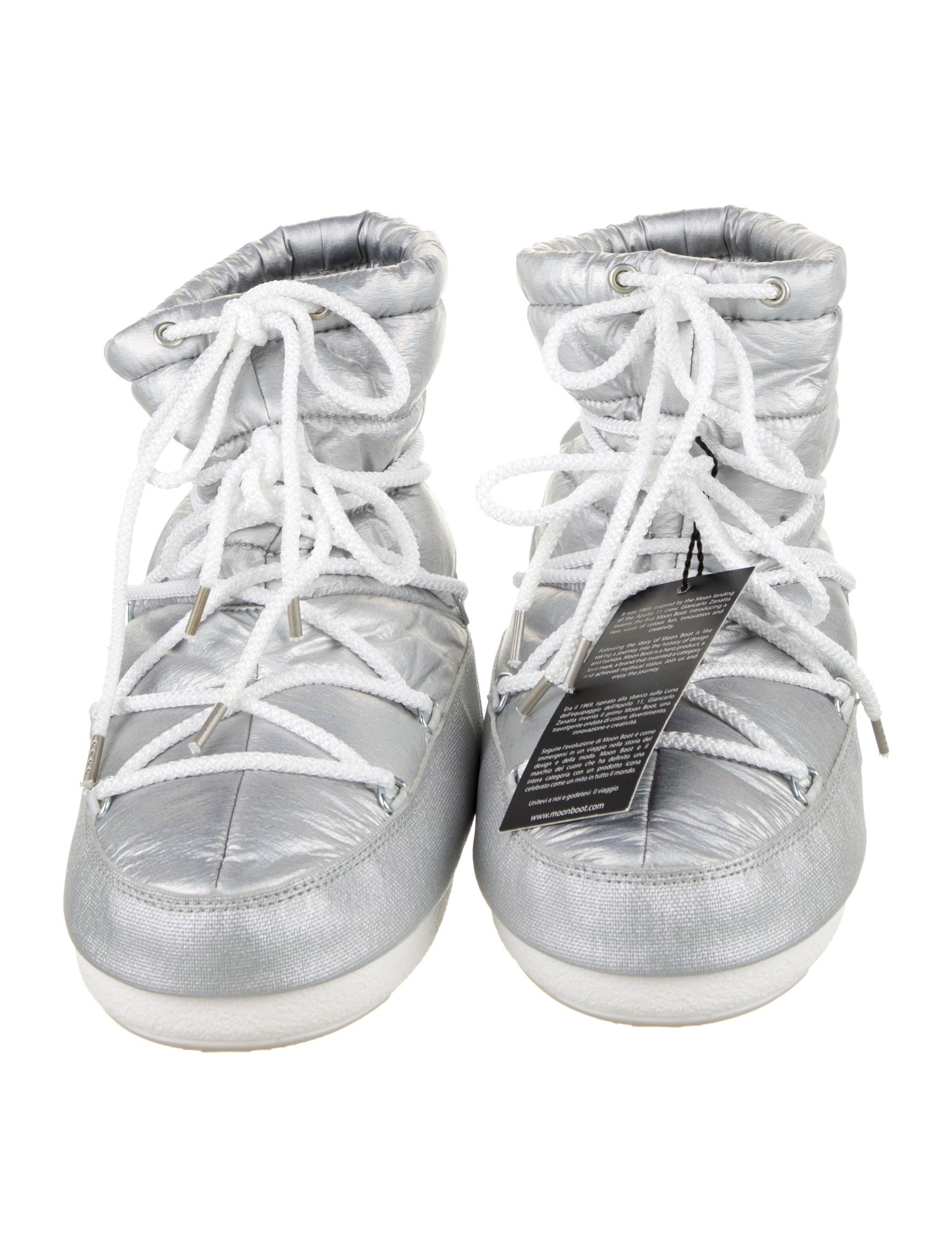 Moon Boot Nylon Leather Trim Embellishment Lace-Up Boots