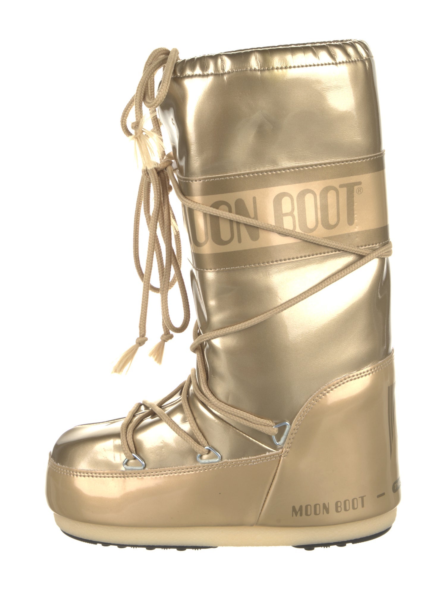 Moon Boot Patent Leather Graphic Print Lace-Up Boots