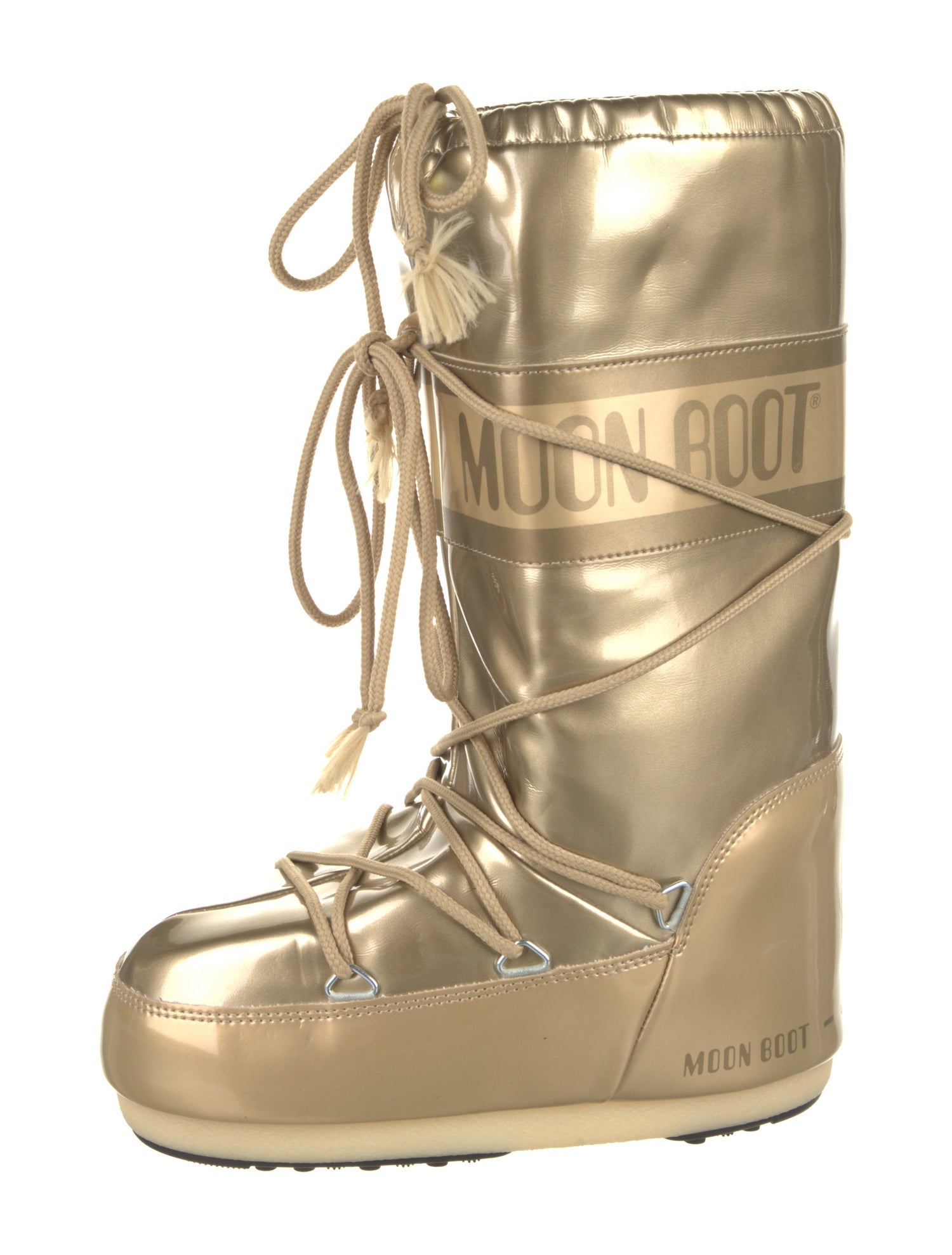 Moon Boot Patent Leather Graphic Print Lace-Up Boots