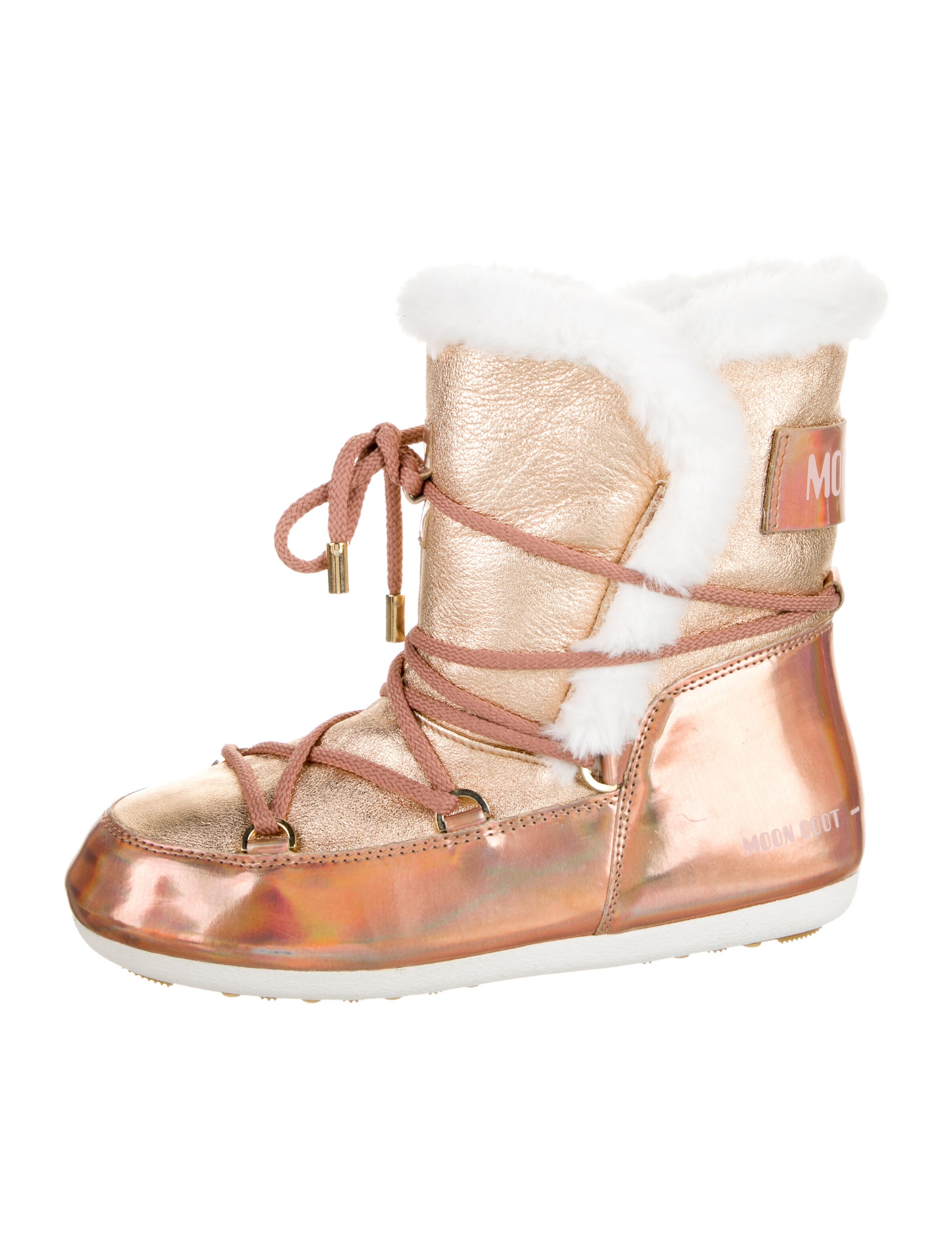 Moon Boot Leather Colorblock Pattern Lace-Up Boots