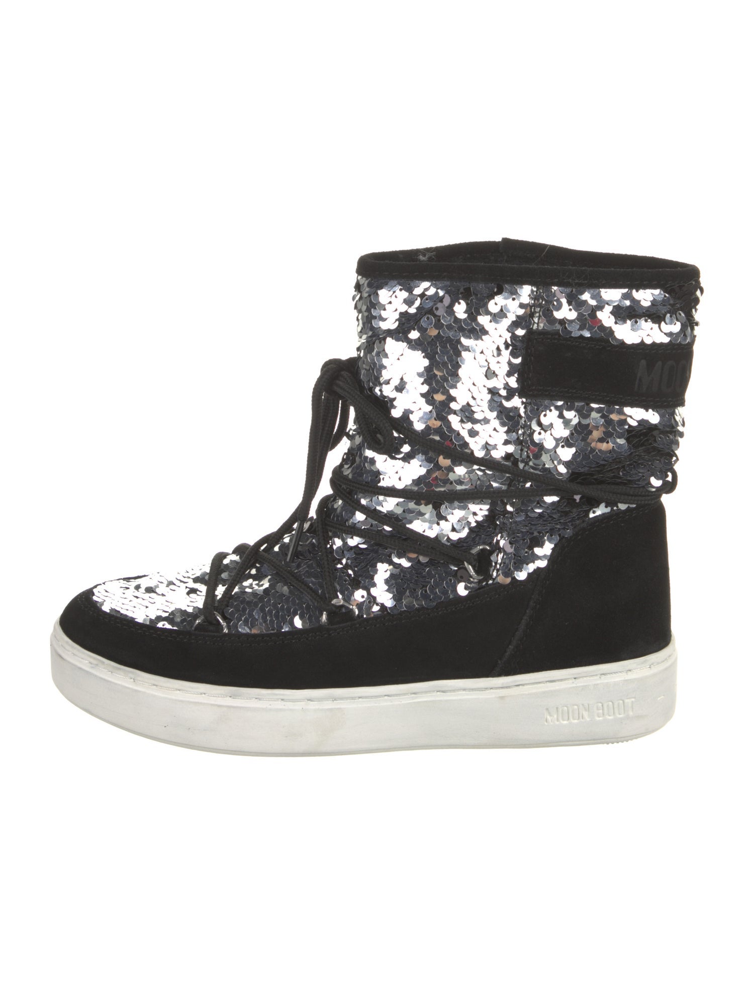 Moon Boot Sequins Patterned Lace-Up Boots
