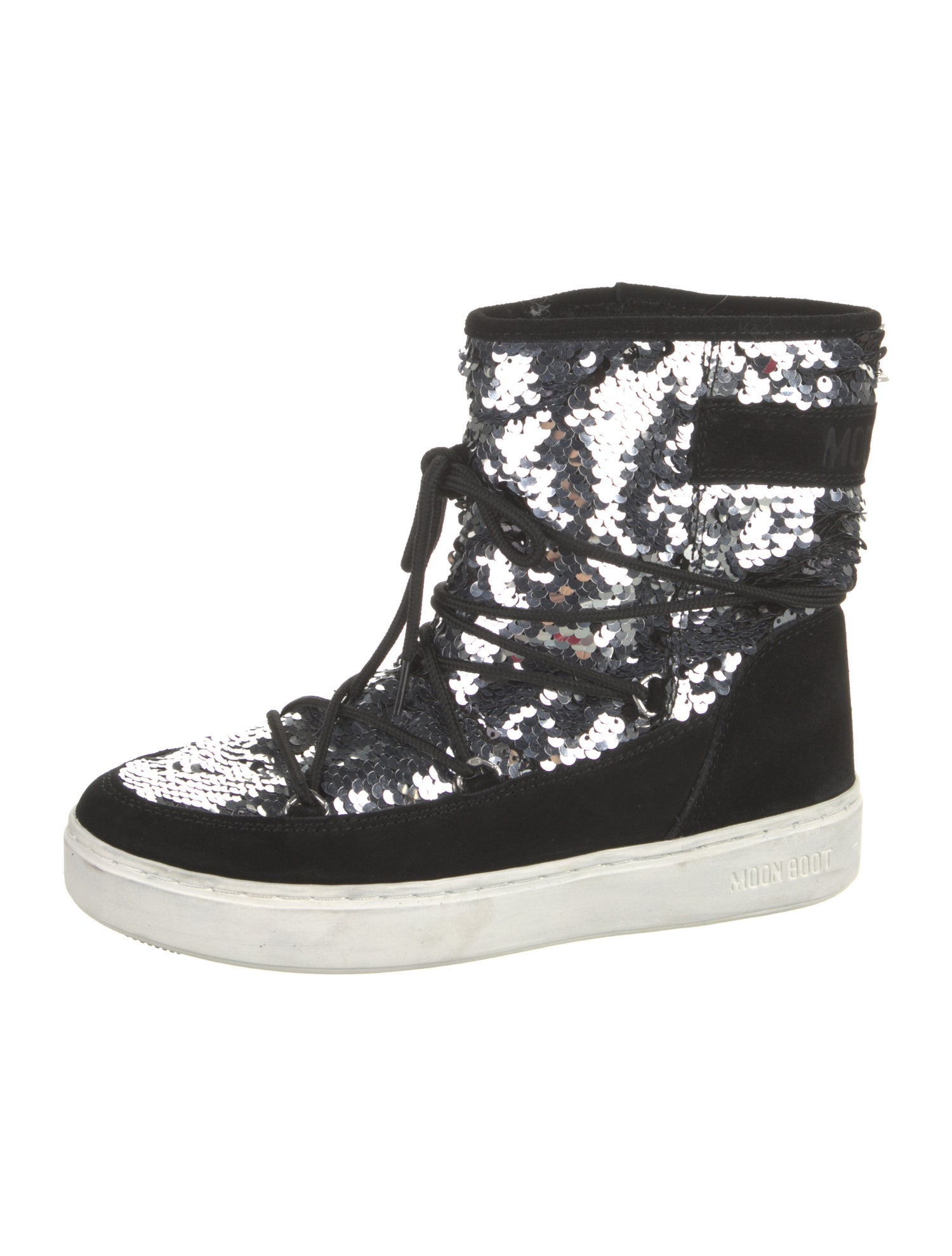 Moon Boot Sequins Patterned Lace-Up Boots