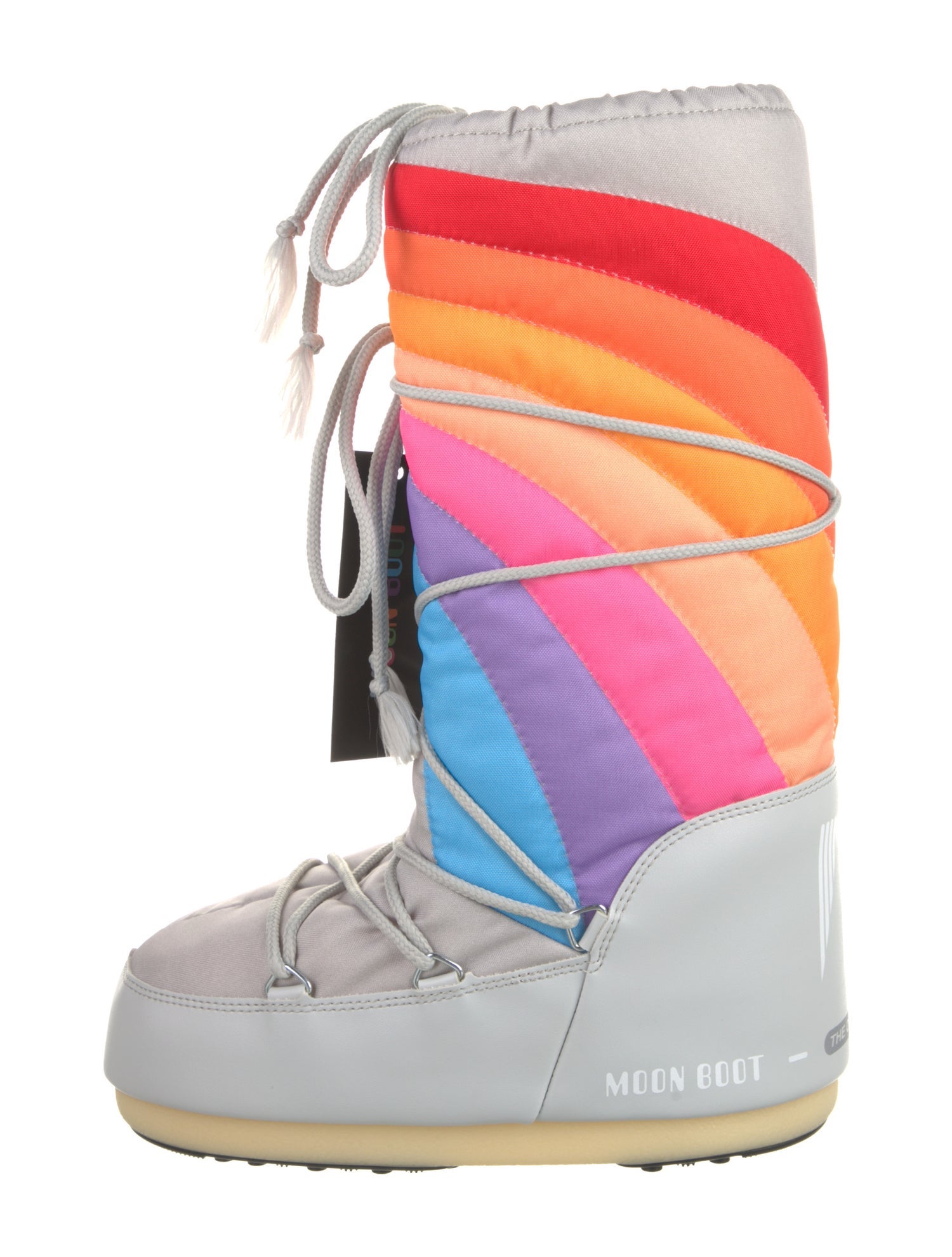 Moon Boot Nylon Colorblock Pattern Lace-Up Boots