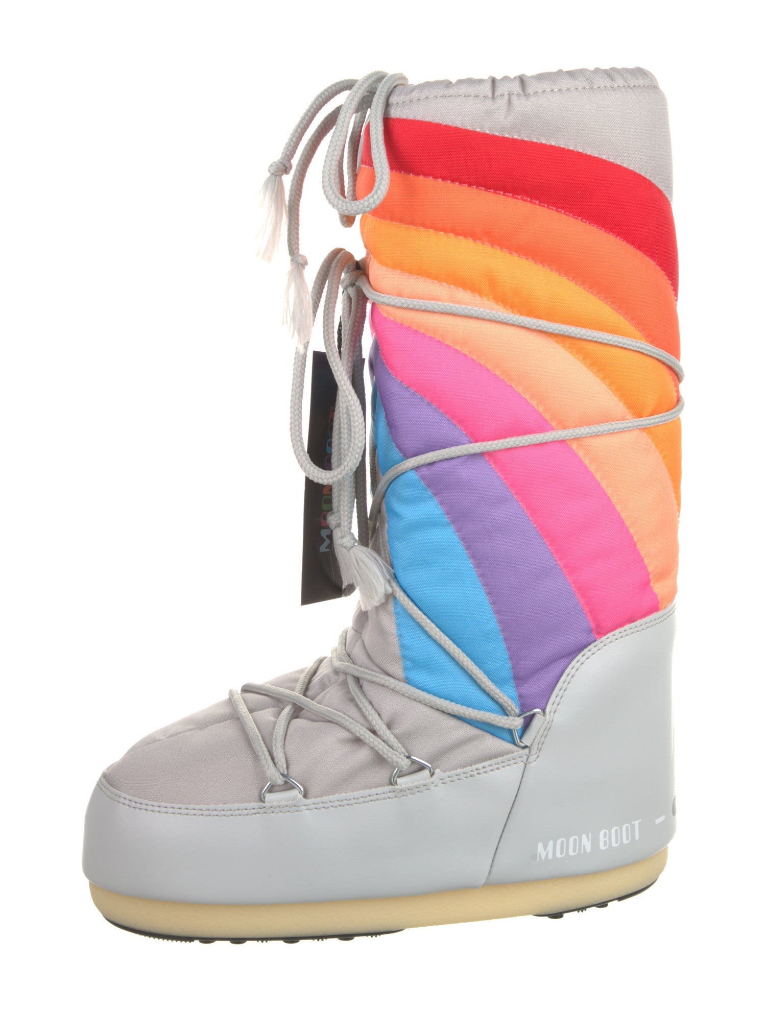 Moon Boot Nylon Colorblock Pattern Lace-Up Boots