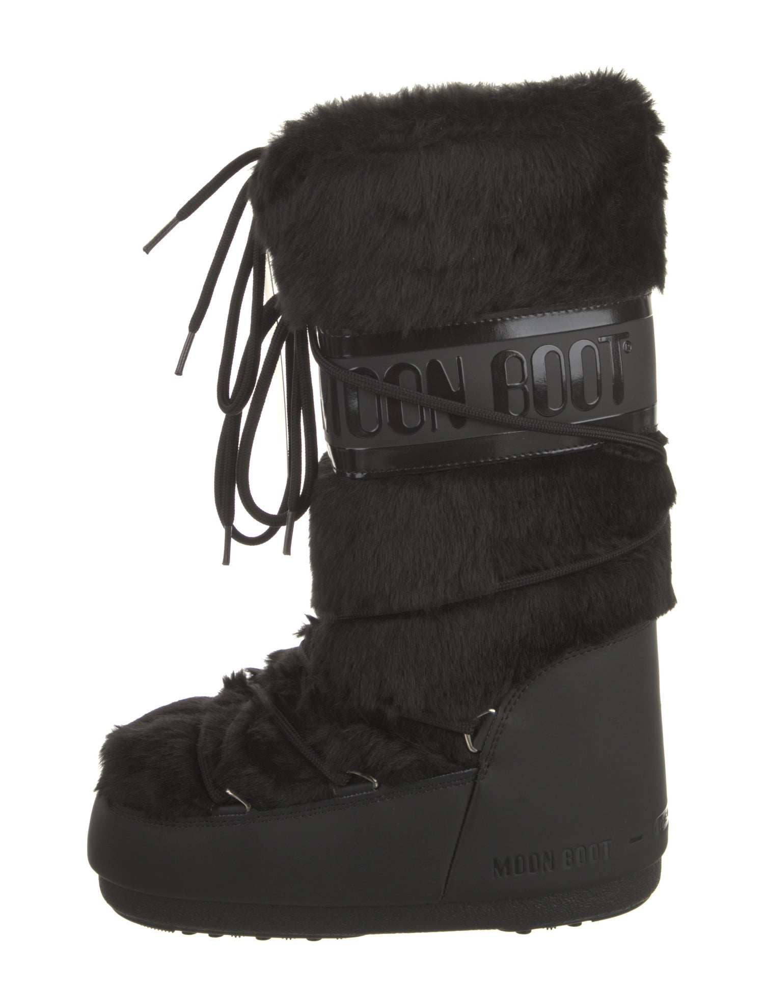 Moon Boot Faux Fur Graphic Print Lace-Up Boots