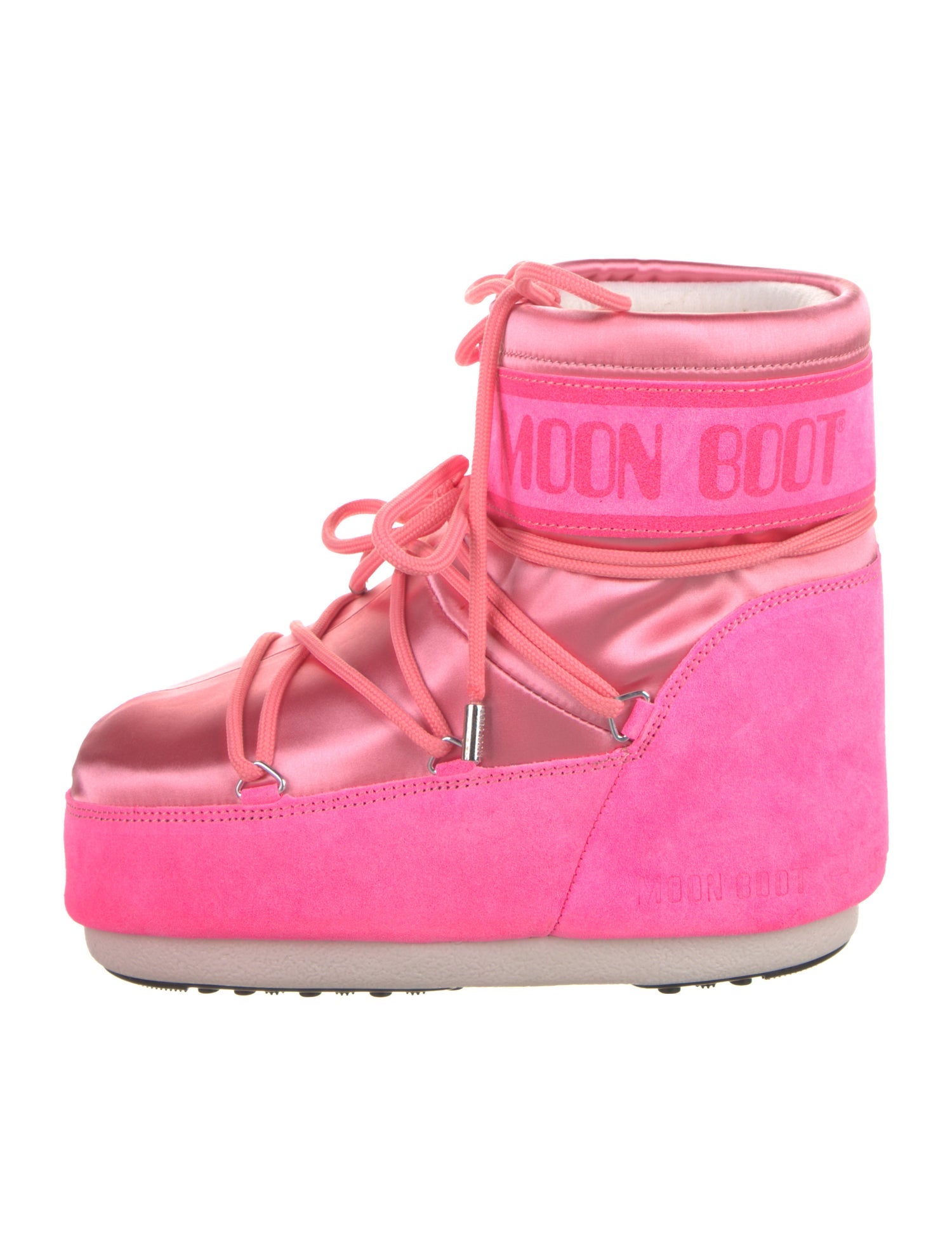 Moon Boot Satin Graphic Print Lace-Up Boots