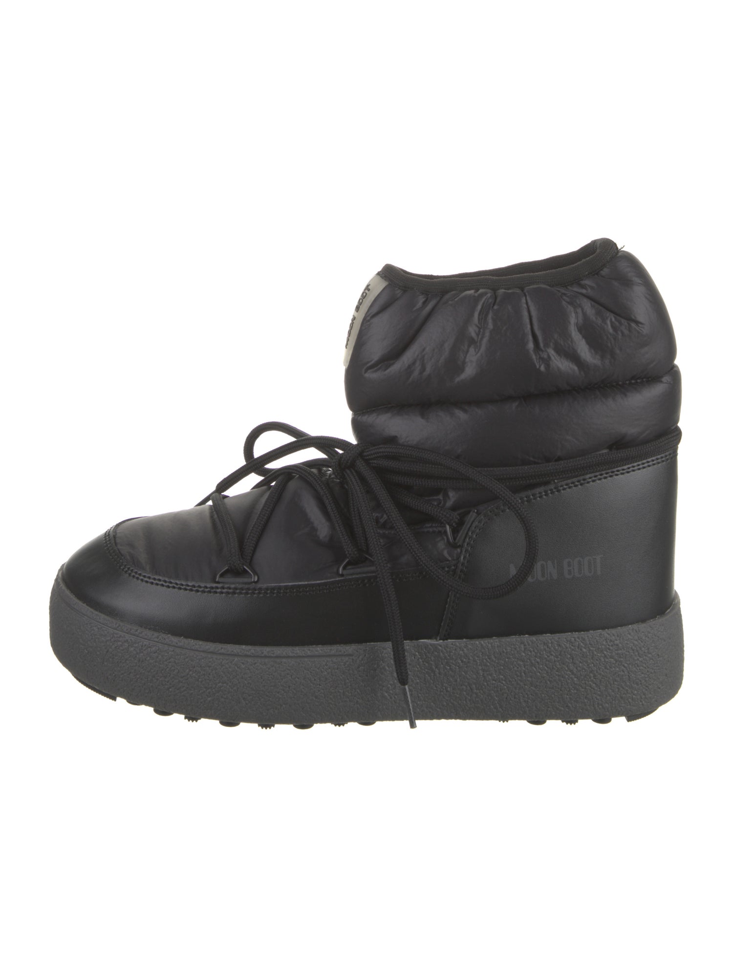 Moon Boot Nylon Leather Trim Embellishment Lace-Up Boots