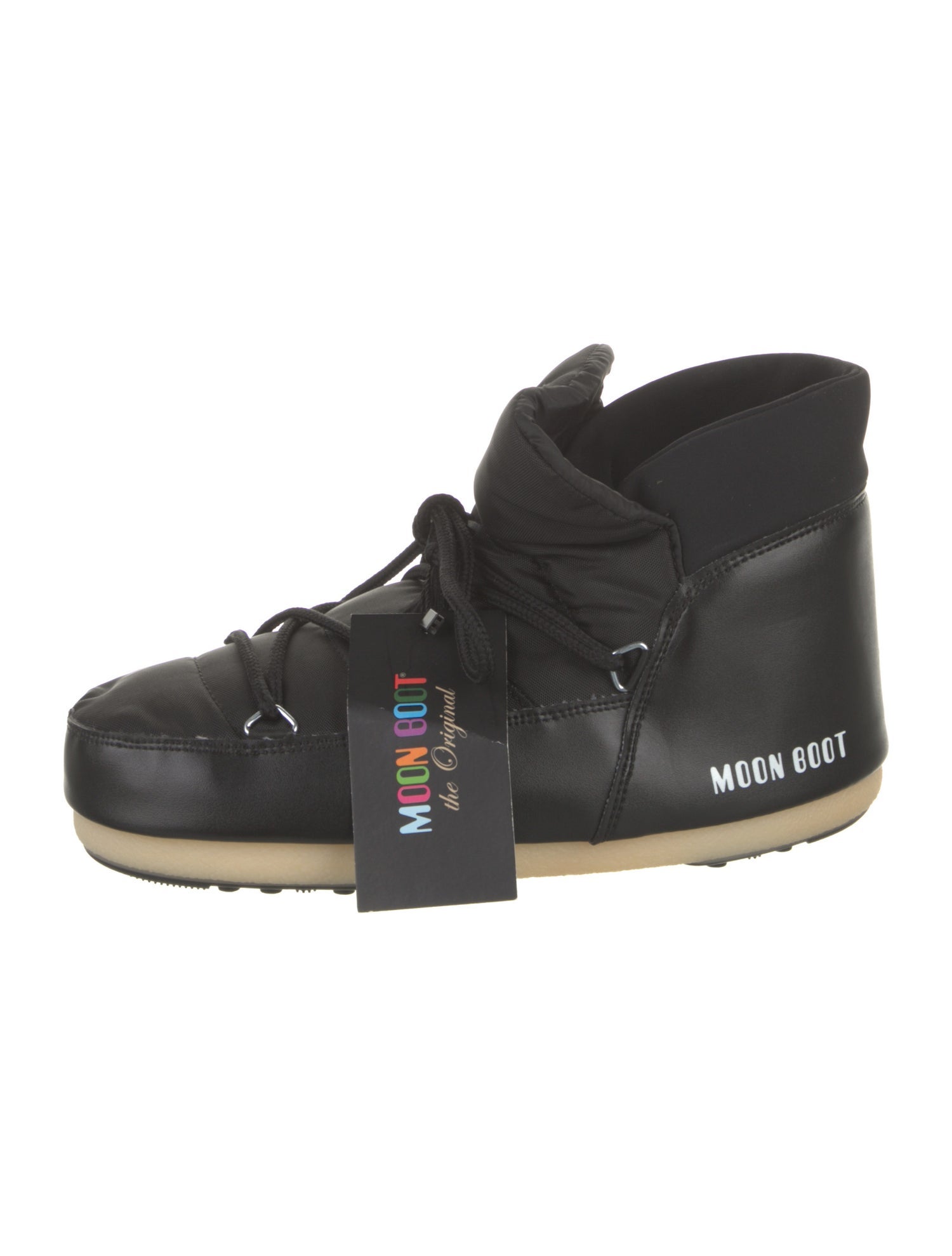 Moon Boot Nylon Leather Trim Embellishment Lace-Up Boots