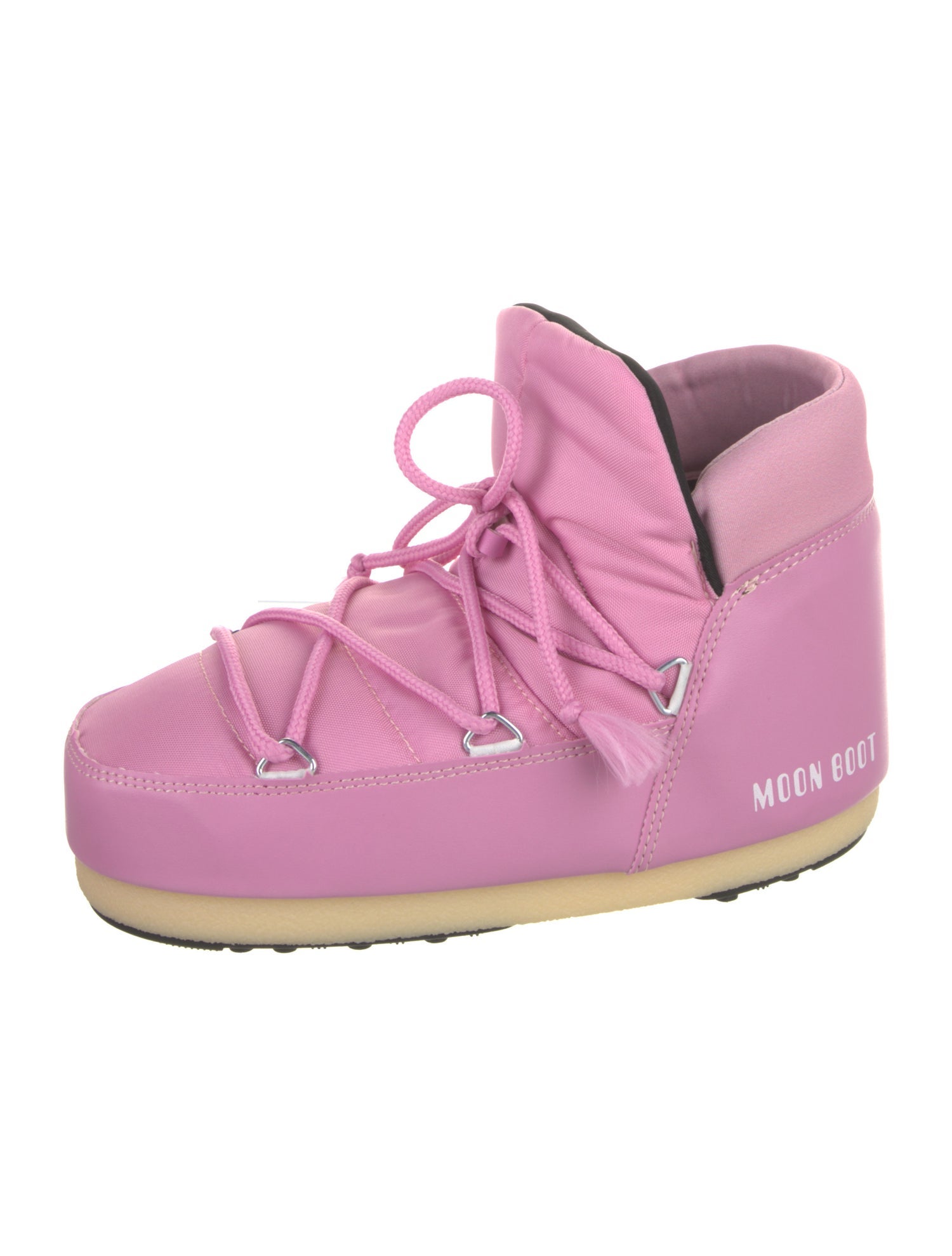 Moon Boot Nylon Leather Trim Embellishment Lace-Up Boots