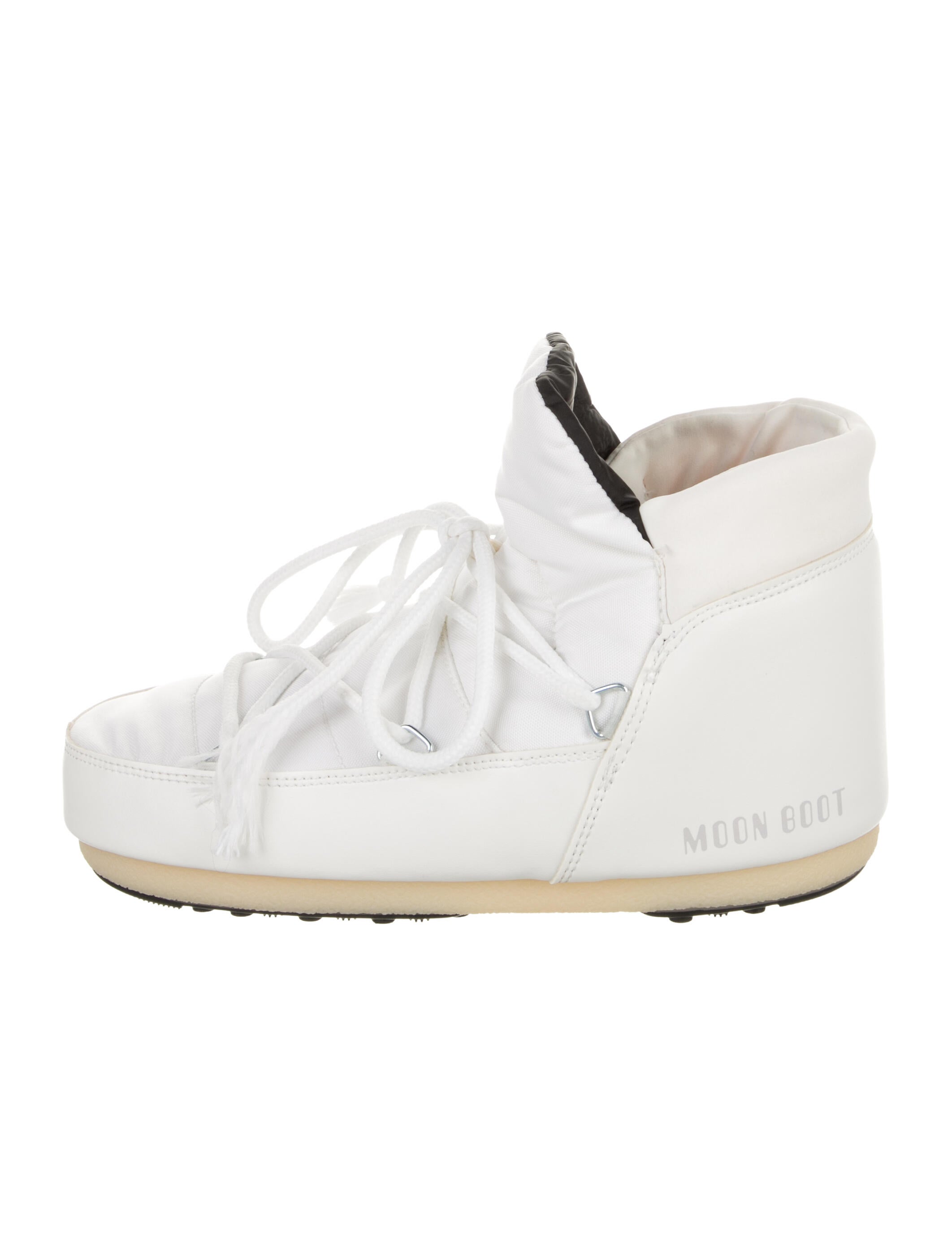 Moon Boot Nylon Leather Trim Embellishment Lace-Up Boots