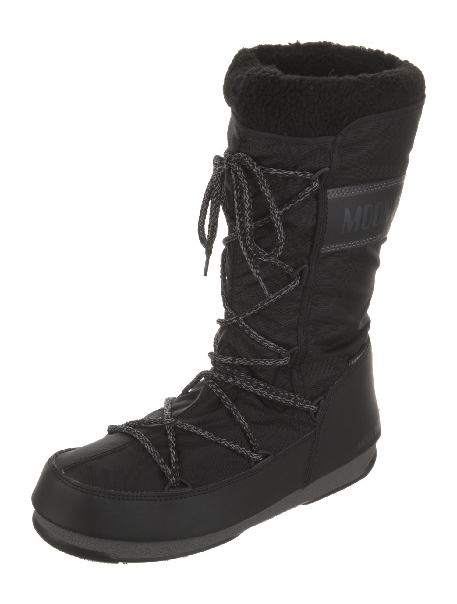 Moon Boot Nylon Leather Trim Embellishment Lace-Up Boots